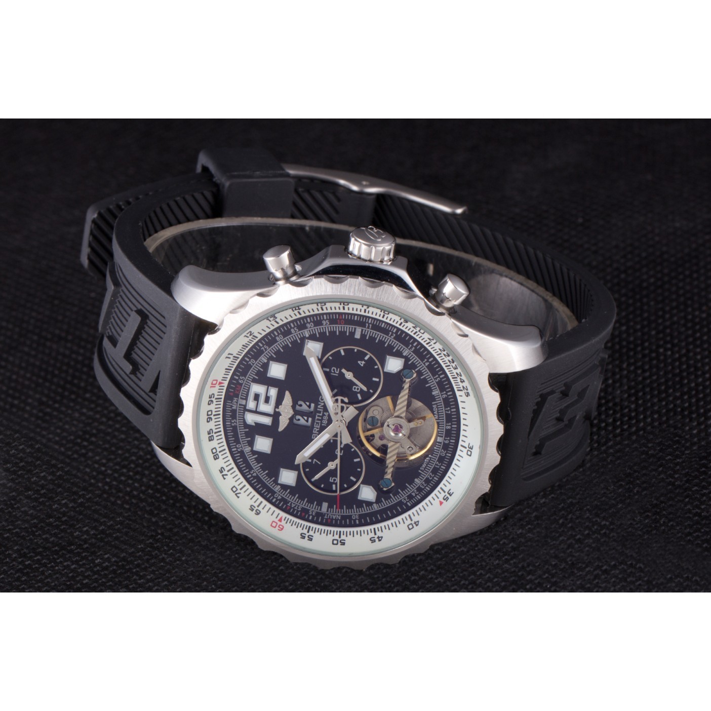MiroTime Breitling Navitimer Rubber Strap Black Dial