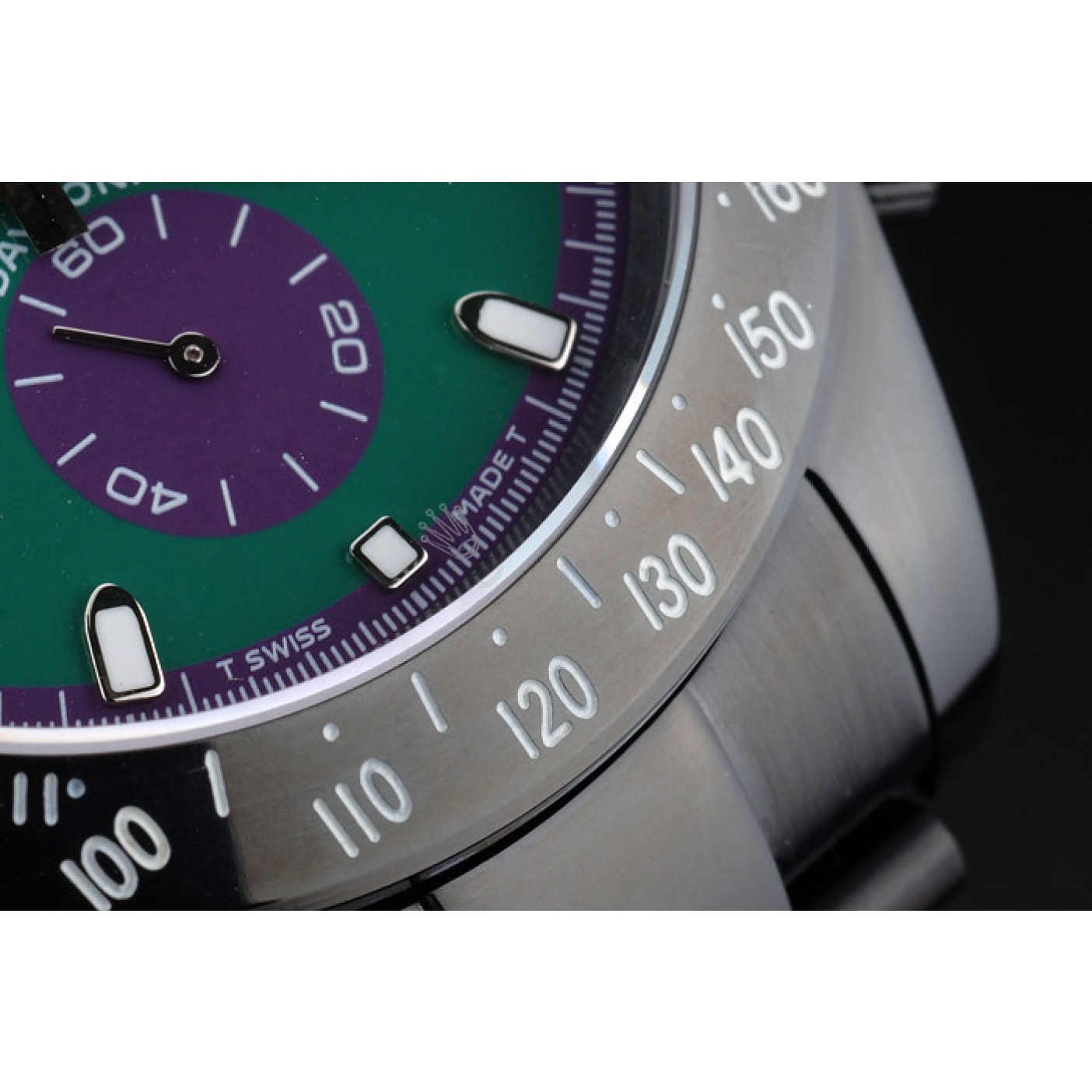 MiroTime Rolex Daytona Black Ion Plated Tachymeter Black Stainless Steel Strap Green Dial 80246