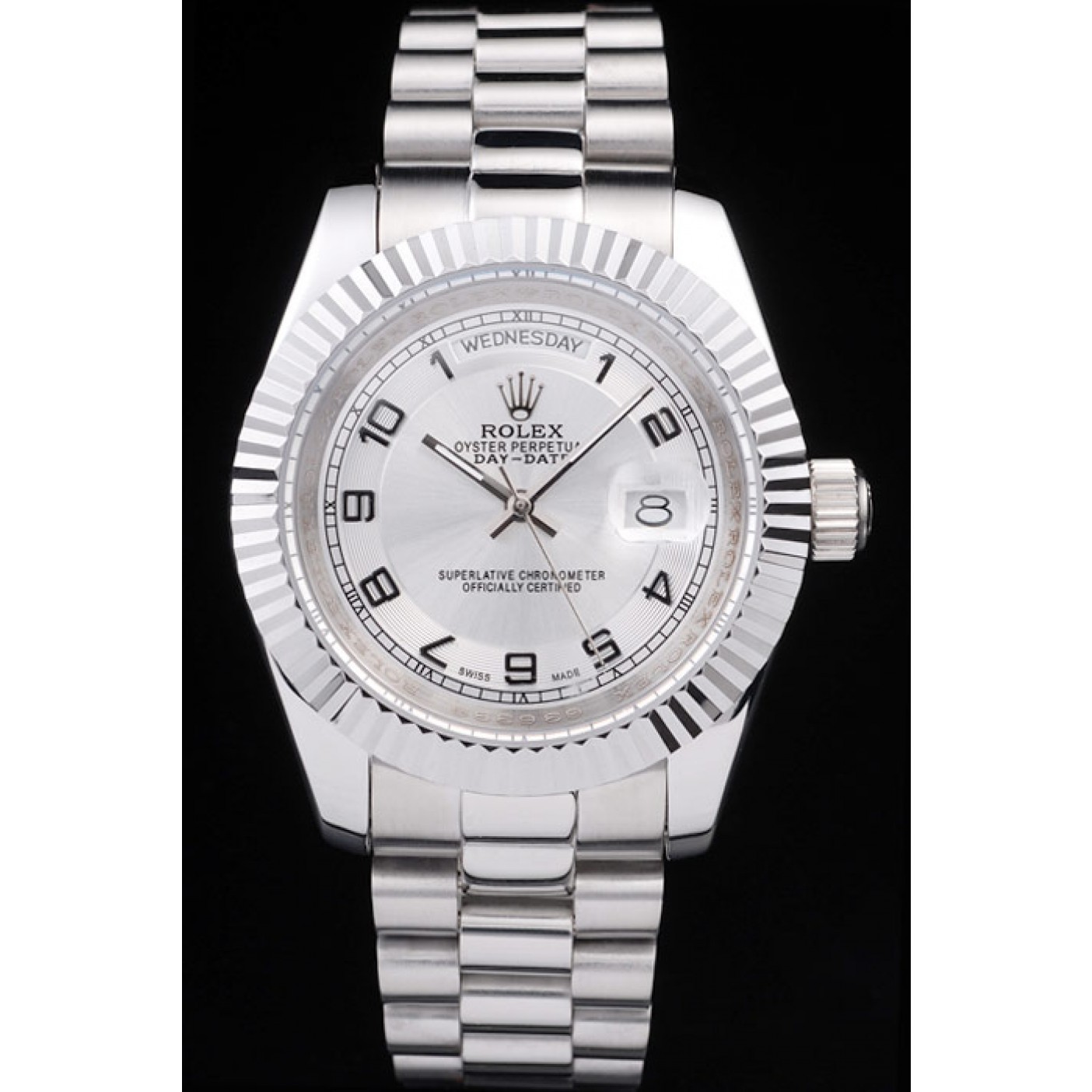 MiroTime Rolex Day-Date Polished Stainless Steel White Dial