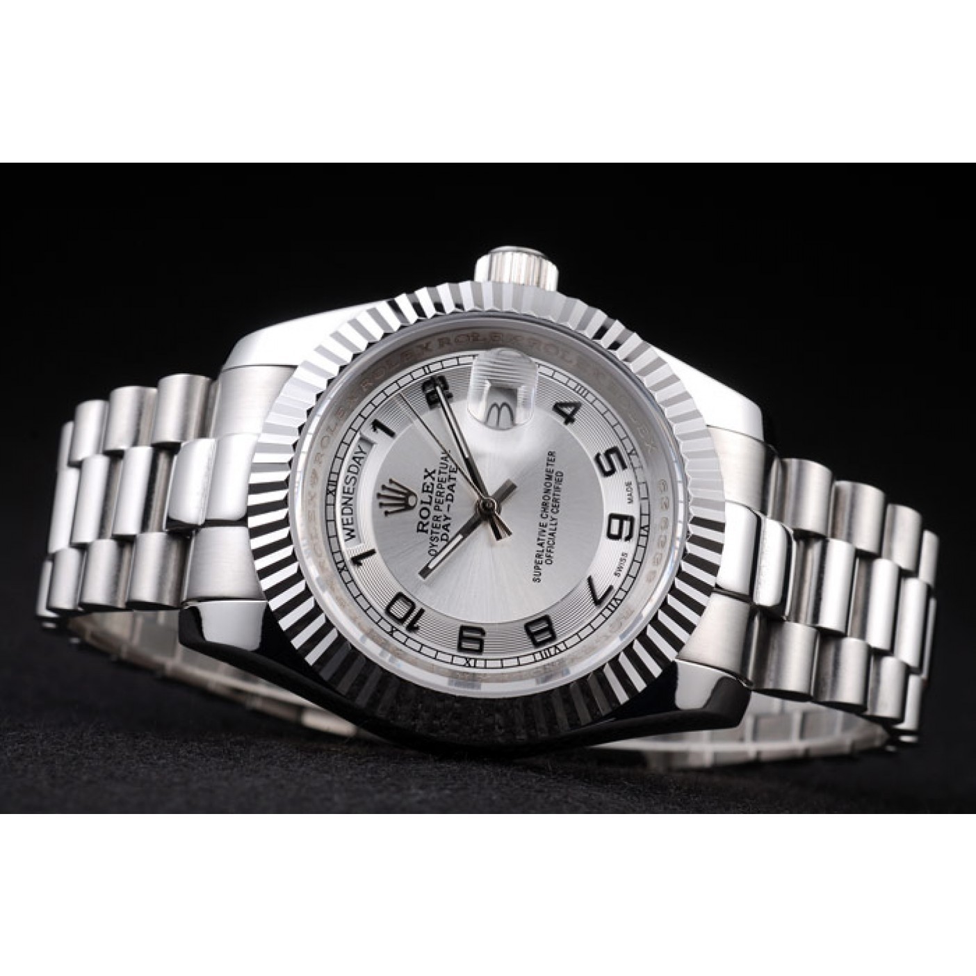 MiroTime Rolex Day-Date Polished Stainless Steel White Dial