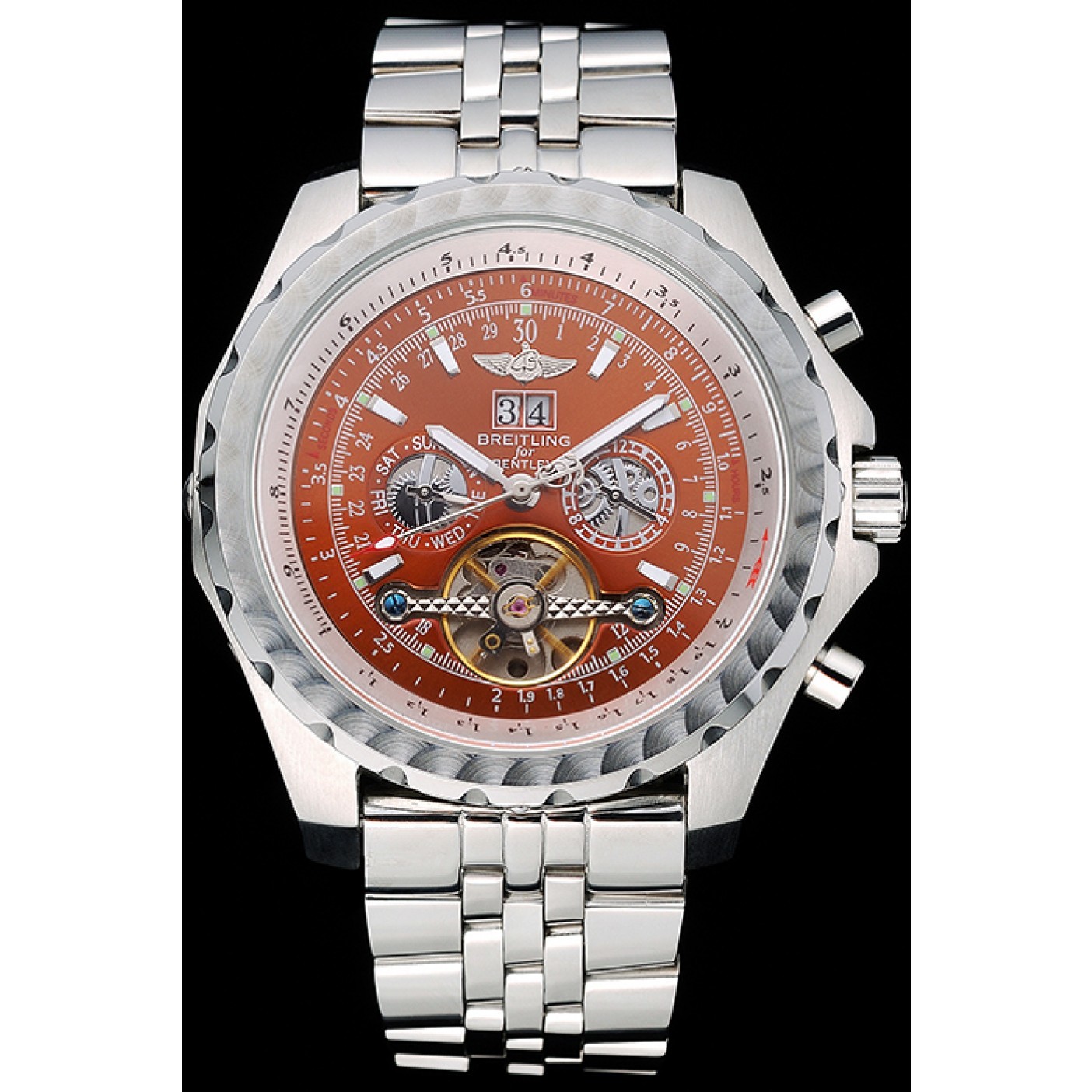 MiroTime Breitling Bentley Mulliner Tourbillon Brown Dial Stainless Steel Case And Bracelet 622733