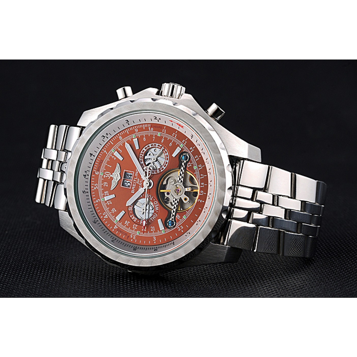MiroTime Breitling Bentley Mulliner Tourbillon Brown Dial Stainless Steel Case And Bracelet 622733