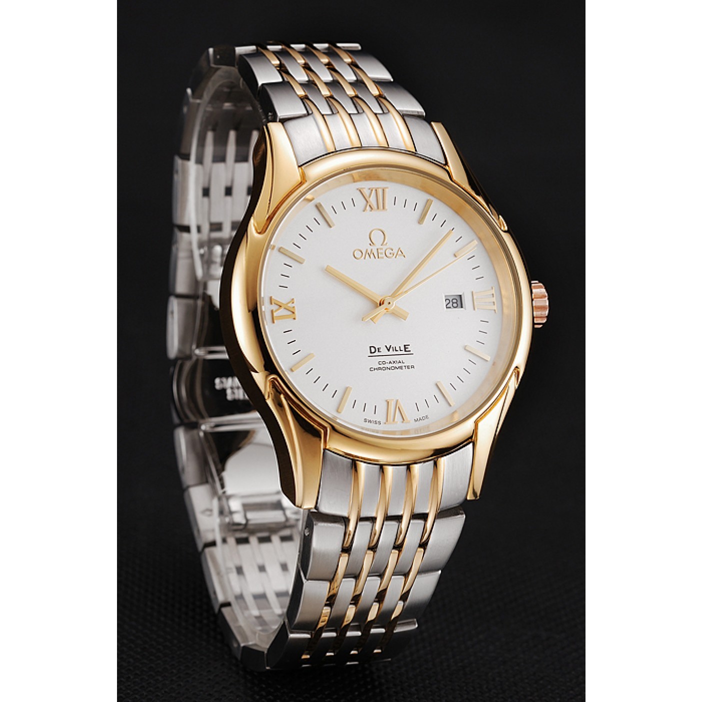 MiroTime Omega De Ville White Dial Gold Case Two Tone Bracelet 1453785