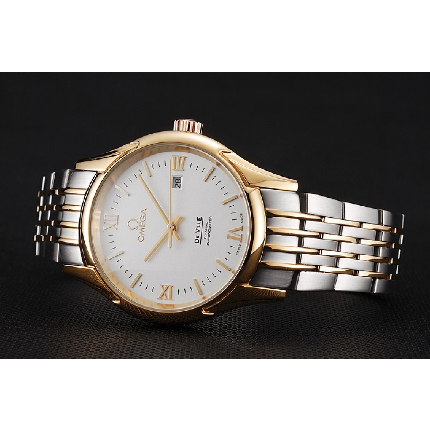 MiroTime Omega De Ville White Dial Gold Case Two Tone Bracelet 1453785