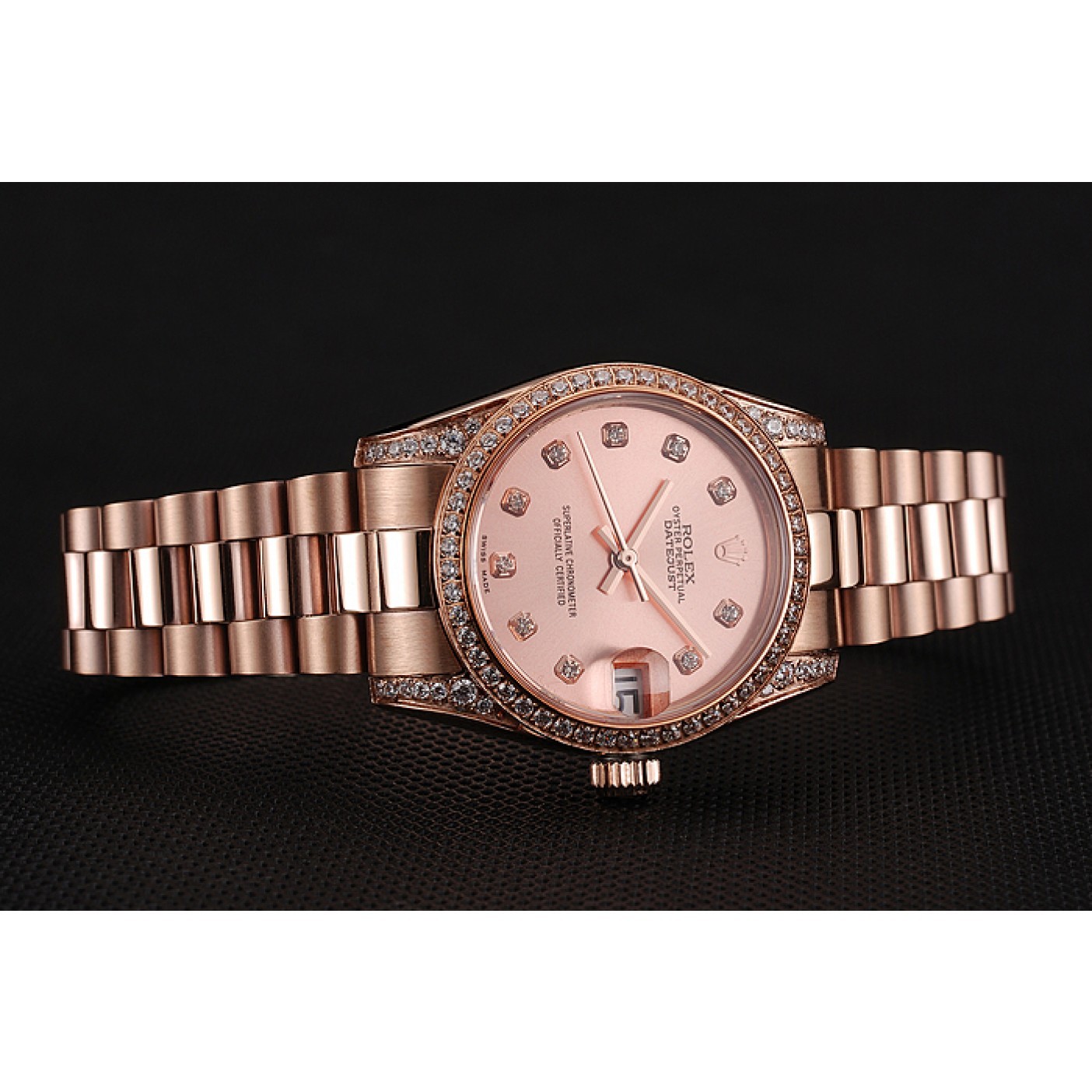 MiroTime Swiss Rolex DateJust Rose Gold Dial Diamond Case Rose Gold Bracelet 1453977