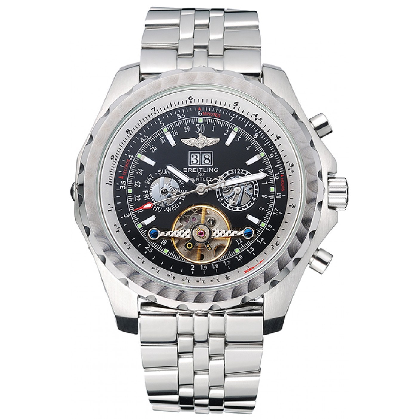 MiroTime Breitling Bentley Mulliner Tourbillon Black Dial Stainless Steel Case And Bracelet 622731