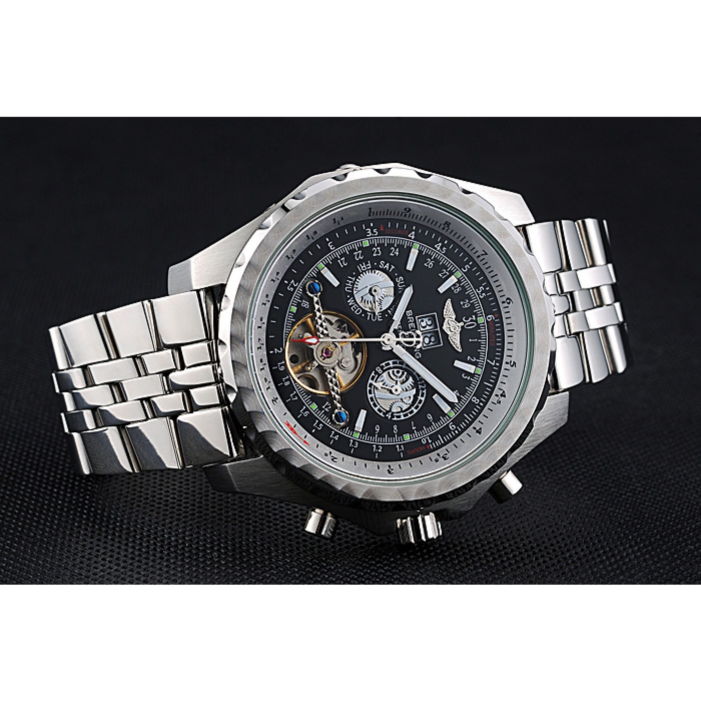 MiroTime Breitling Bentley Mulliner Tourbillon Black Dial Stainless Steel Case And Bracelet 622731