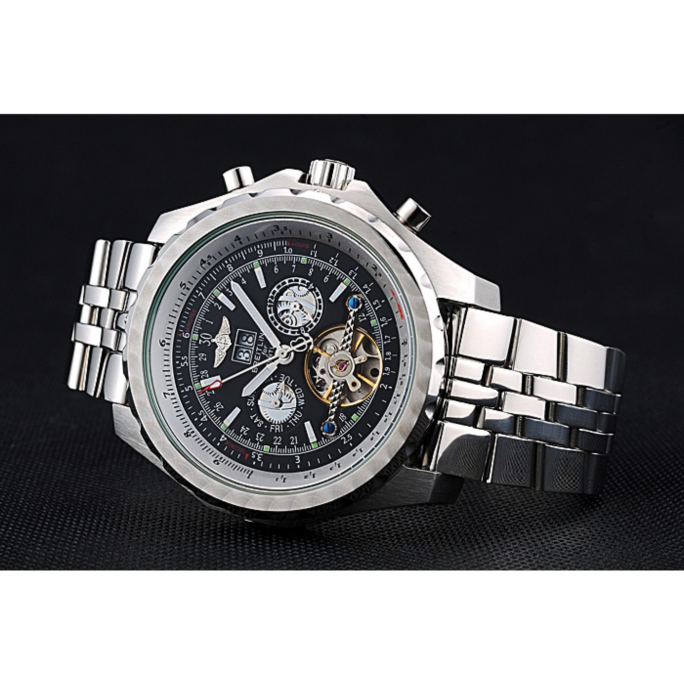 MiroTime Breitling Bentley Mulliner Tourbillon Black Dial Stainless Steel Case And Bracelet 622731