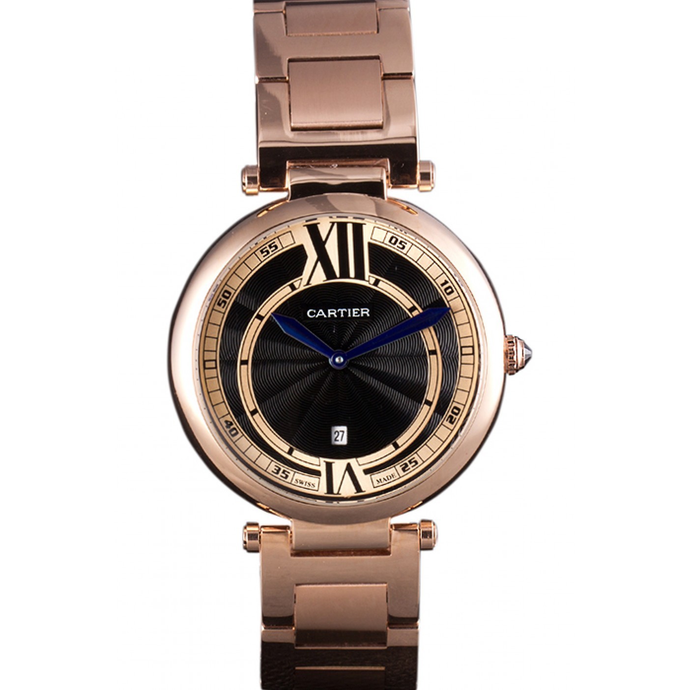 MiroTime Cartier Ballon Bleu Rose Gold Stainelss Steel Strap Black Dial 621454