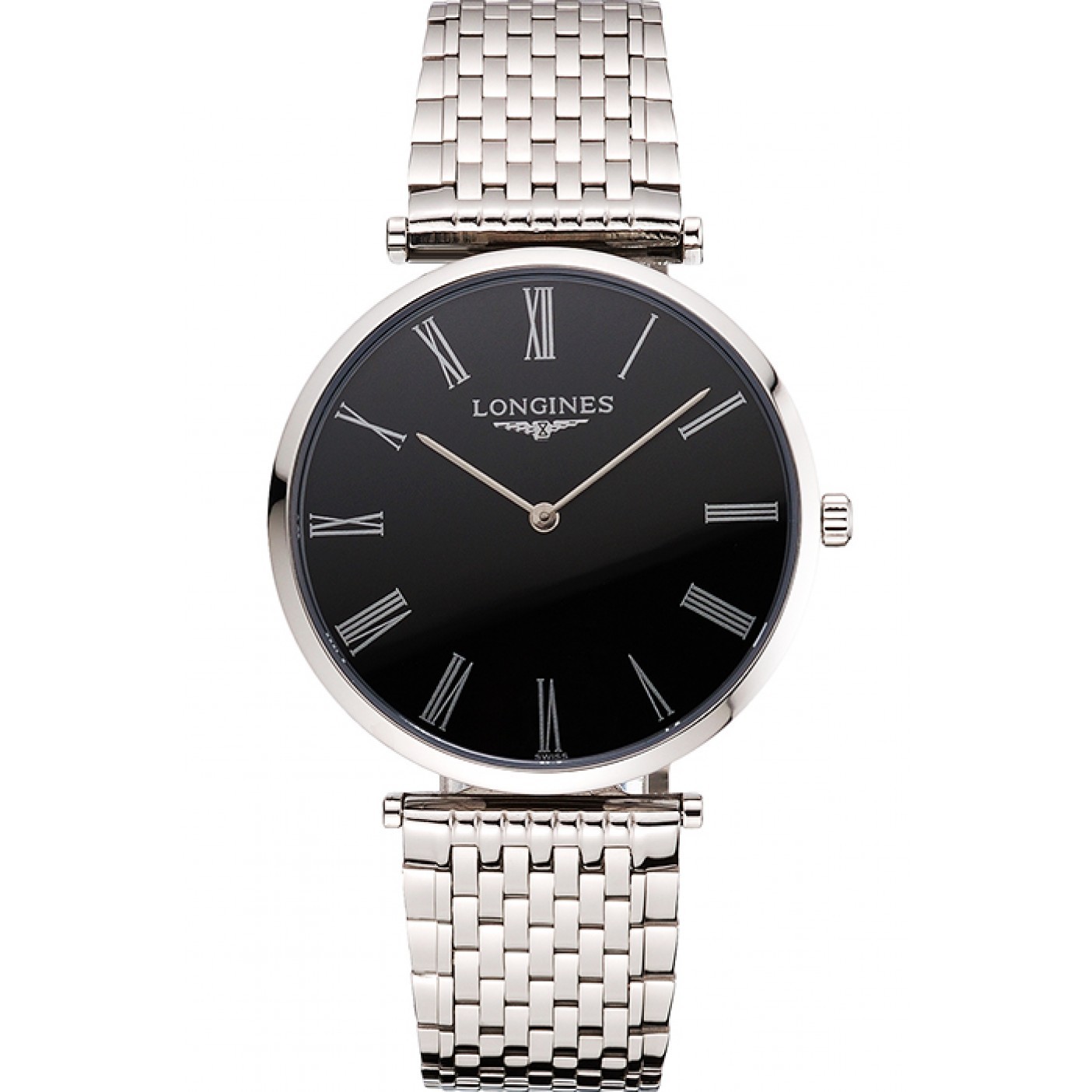 MiroTime Swiss Longines Grande Classique Black Dial Roman Numerals Stainless Steel Case And Bracelet