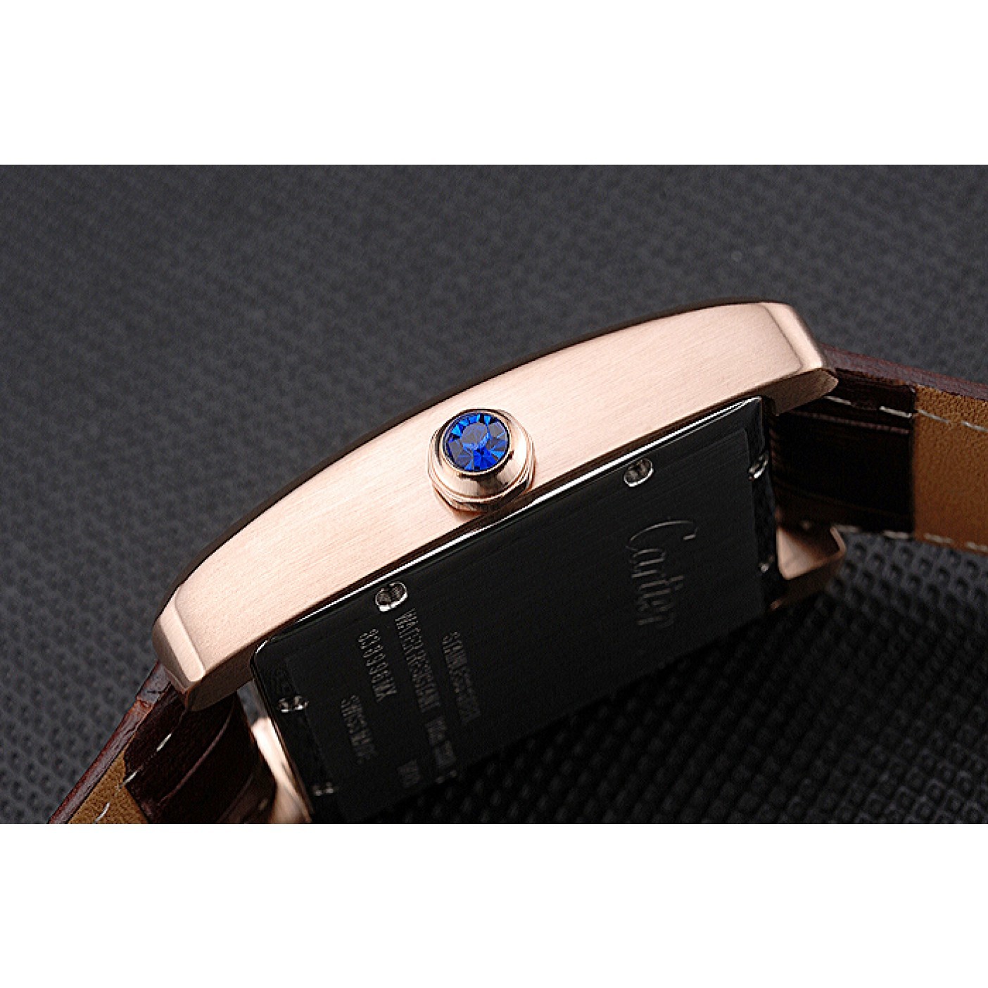 MiroTime Cartier Tank MC Brown Dial Gold Case Brown Leather Strap 622583