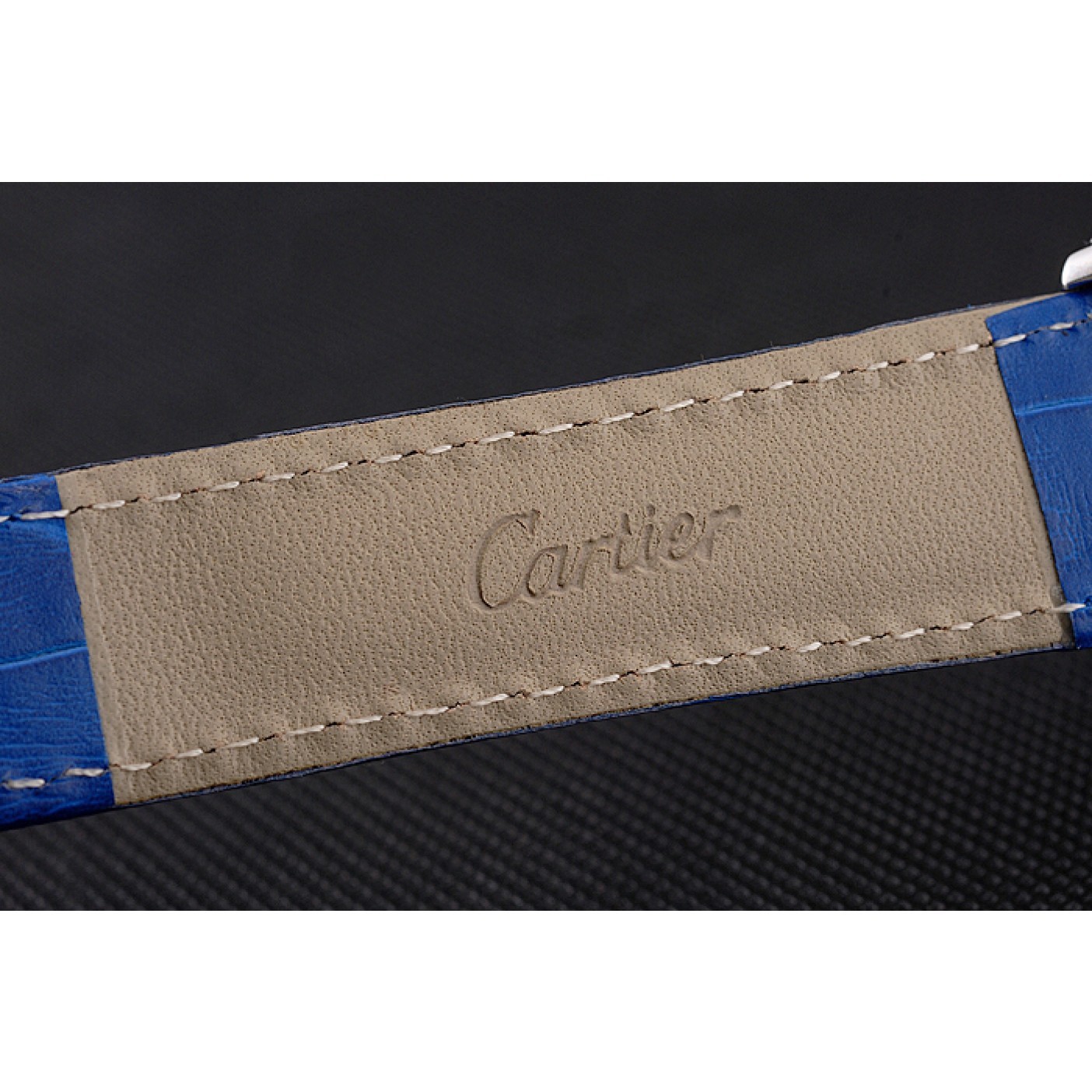 MiroTime Cartier Tortue Large Date White Dial Stainless Steel Case Blue Leather Strap