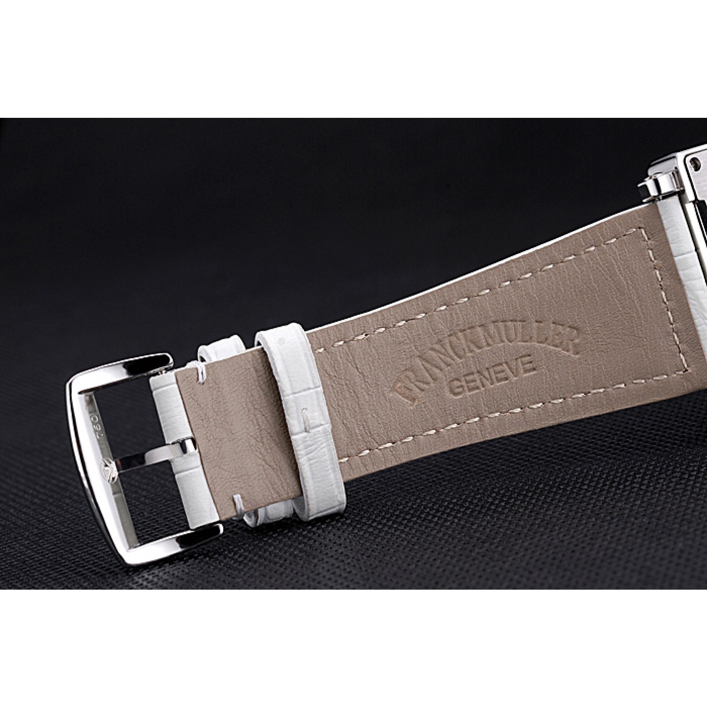 MiroTime Franck Muller Master Square Color Dreams Diamonds Case White Leather Band 622356