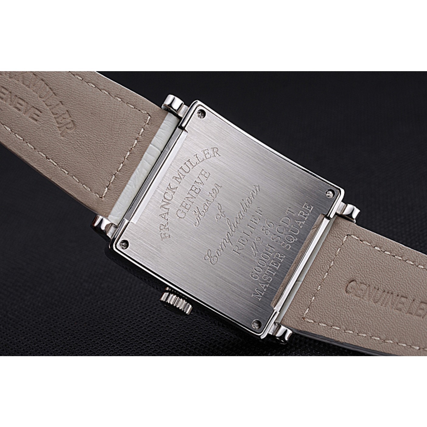 MiroTime Franck Muller Master Square Color Dreams Diamonds Case White Leather Band 622356