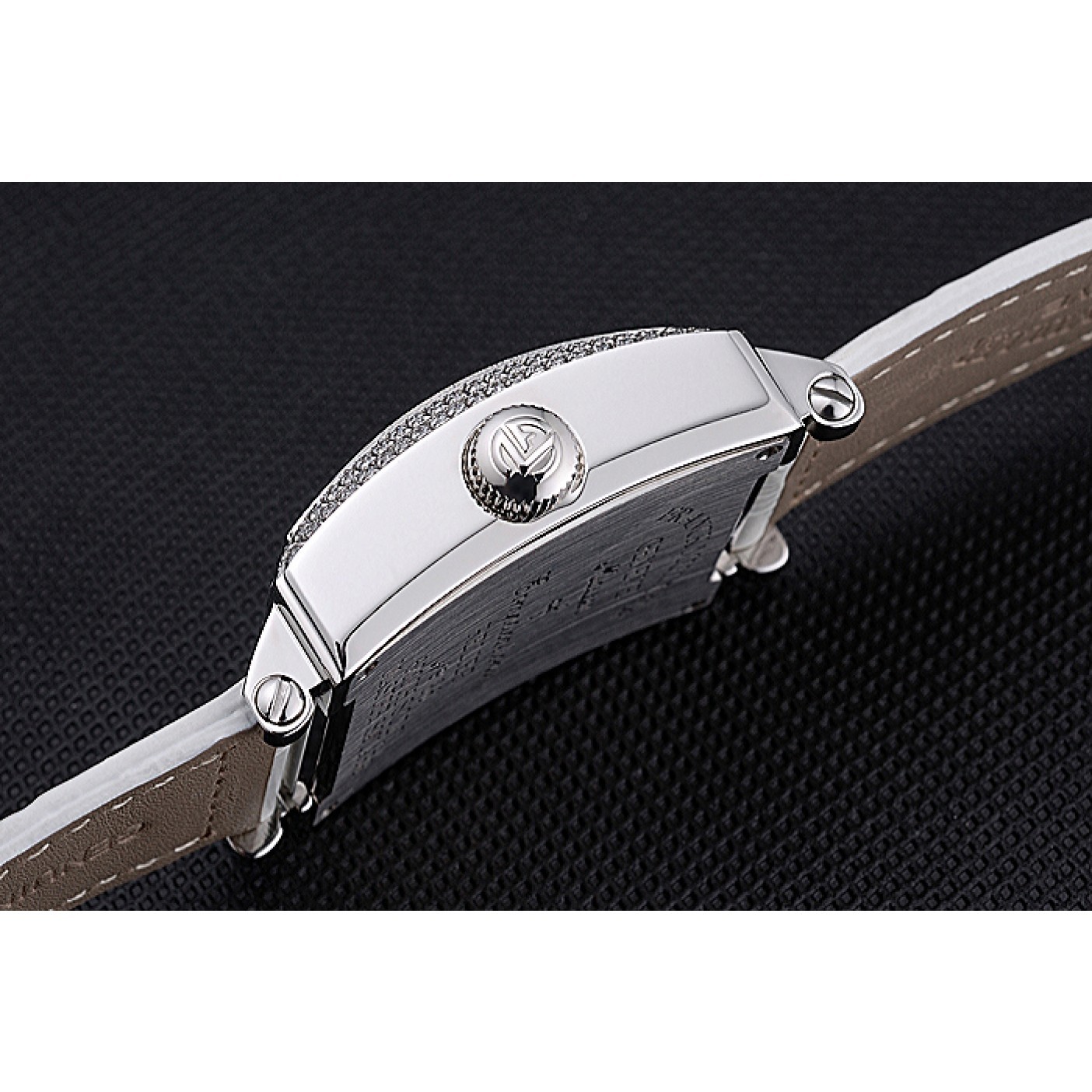 MiroTime Franck Muller Master Square Color Dreams Diamonds Case White Leather Band 622356