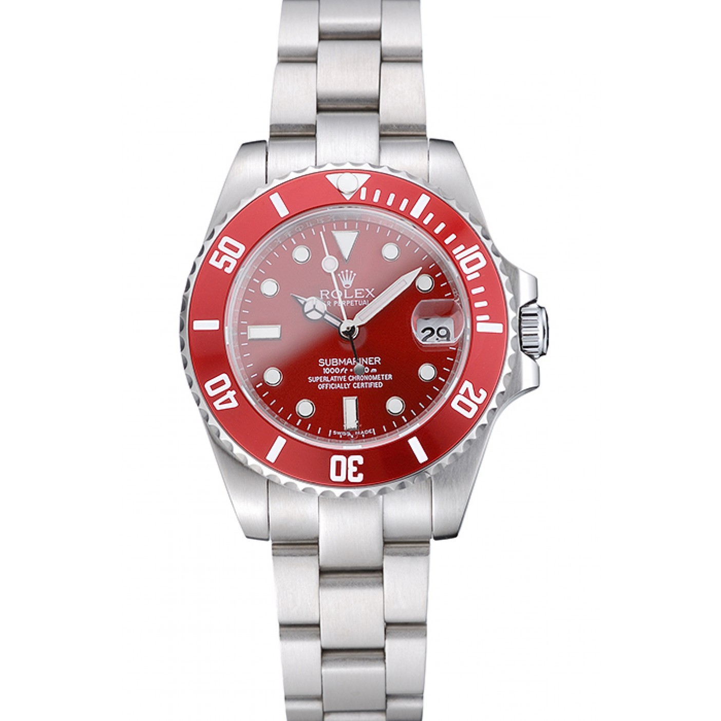 MiroTime Rolex Submariner Red Dial Stainless Steel Bracelet 1454154