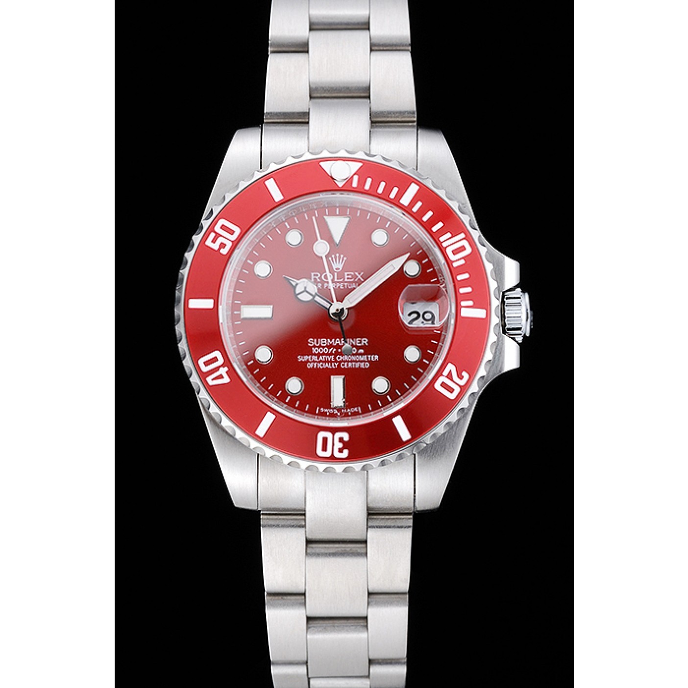 MiroTime Rolex Submariner Red Dial Stainless Steel Bracelet 1454154