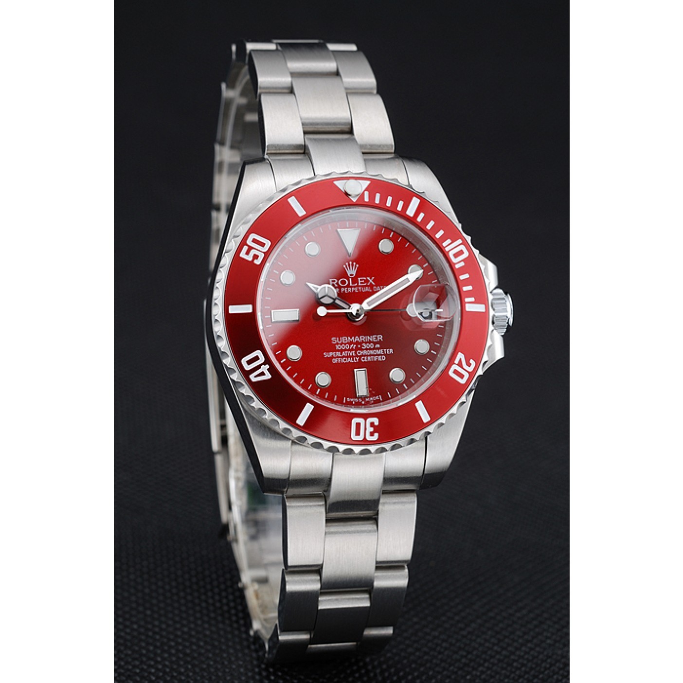 MiroTime Rolex Submariner Red Dial Stainless Steel Bracelet 1454154