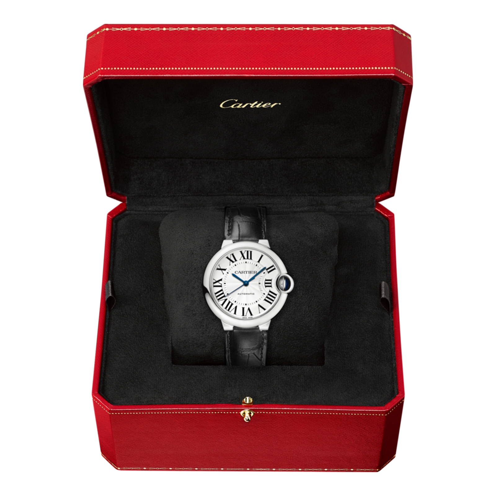 MiroTime Swiss Ballon Bleu de Cartier watch, 36 mm, steel, leather