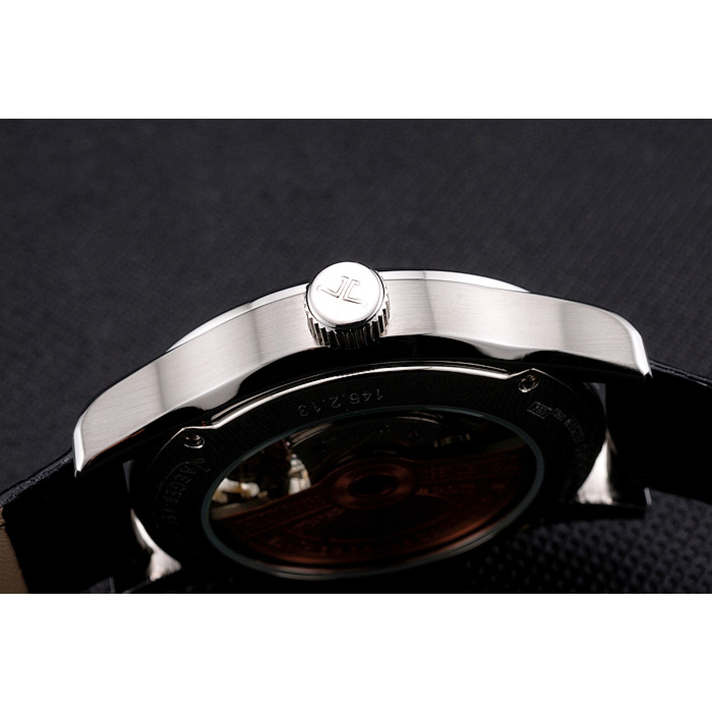 MiroTime Jaeger LeCoultre Master Moonphase Tourbillon White Dial Stainless Steel Case Black Leather Strap