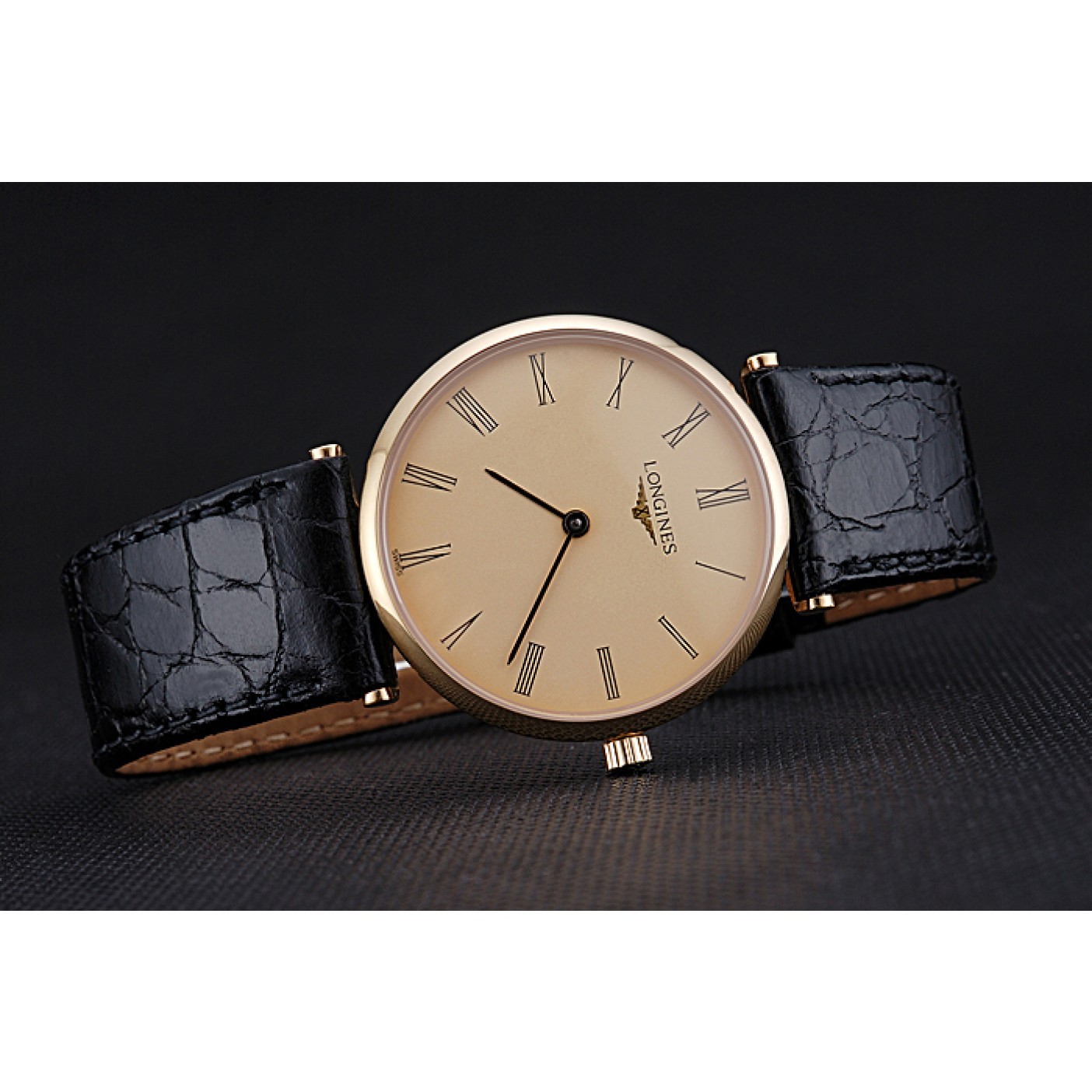 MiroTime Longines La Grande Classique Champagne Dial Black Leather Band Homme 622123