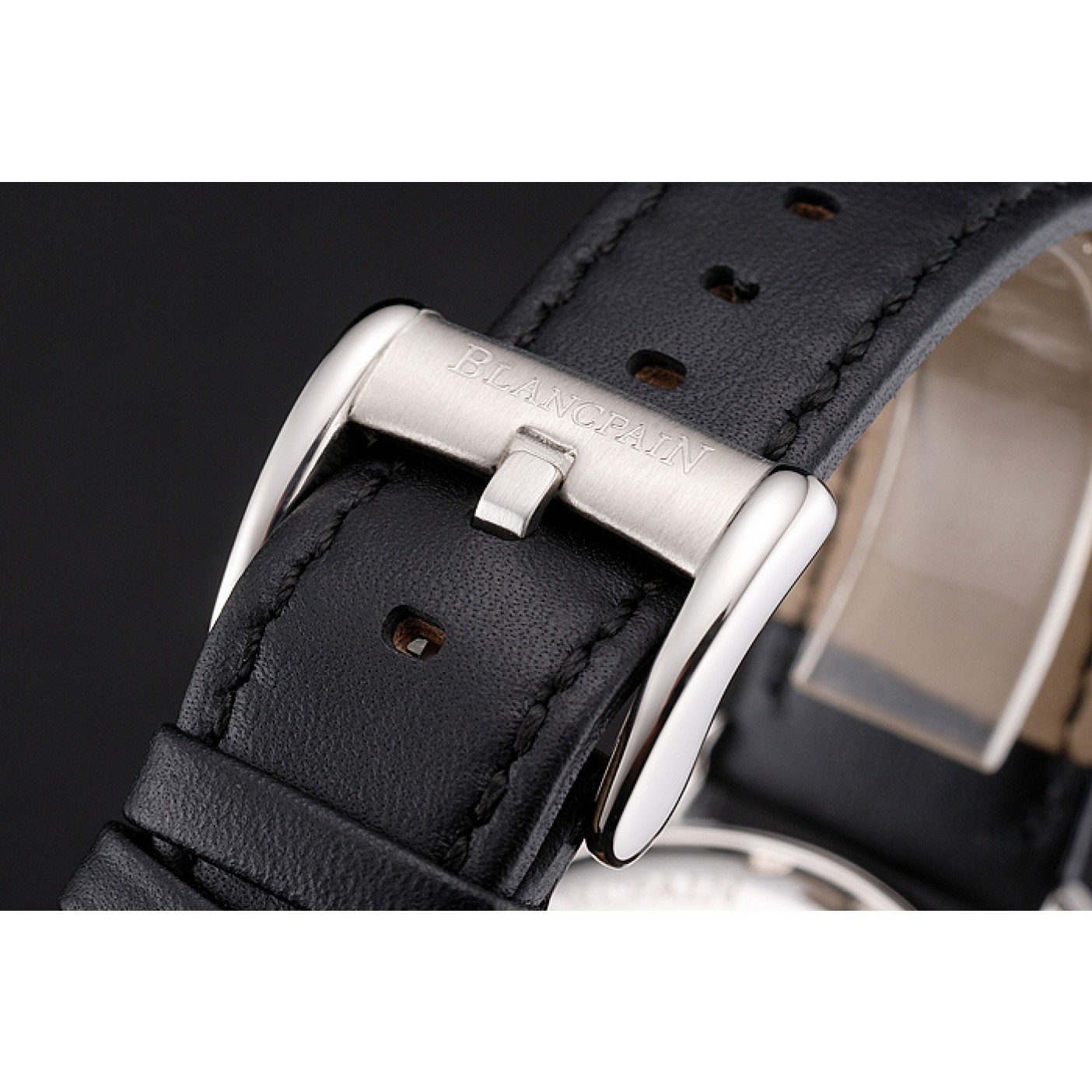 MiroTime Swiss Blancpain Air Command Monaco YS Black Dial Stainless Steel Case Black Leather Strap