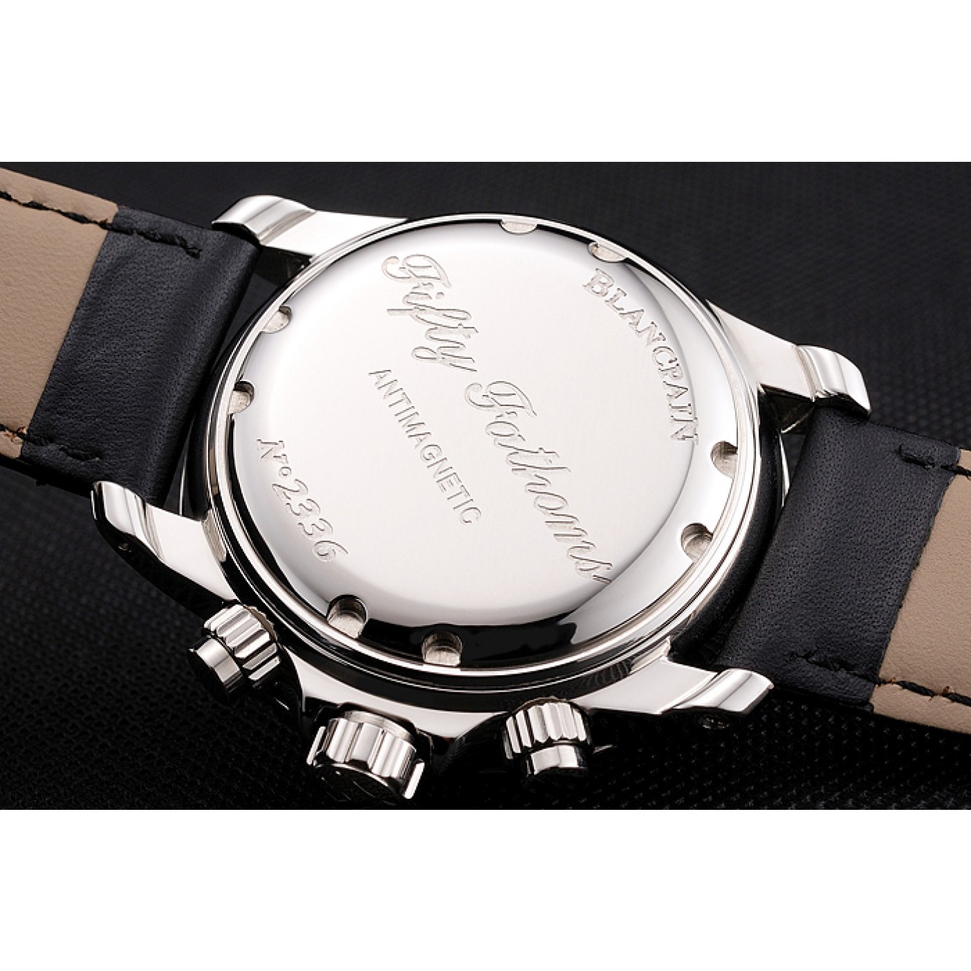 MiroTime Swiss Blancpain Air Command Monaco YS Black Dial Stainless Steel Case Black Leather Strap