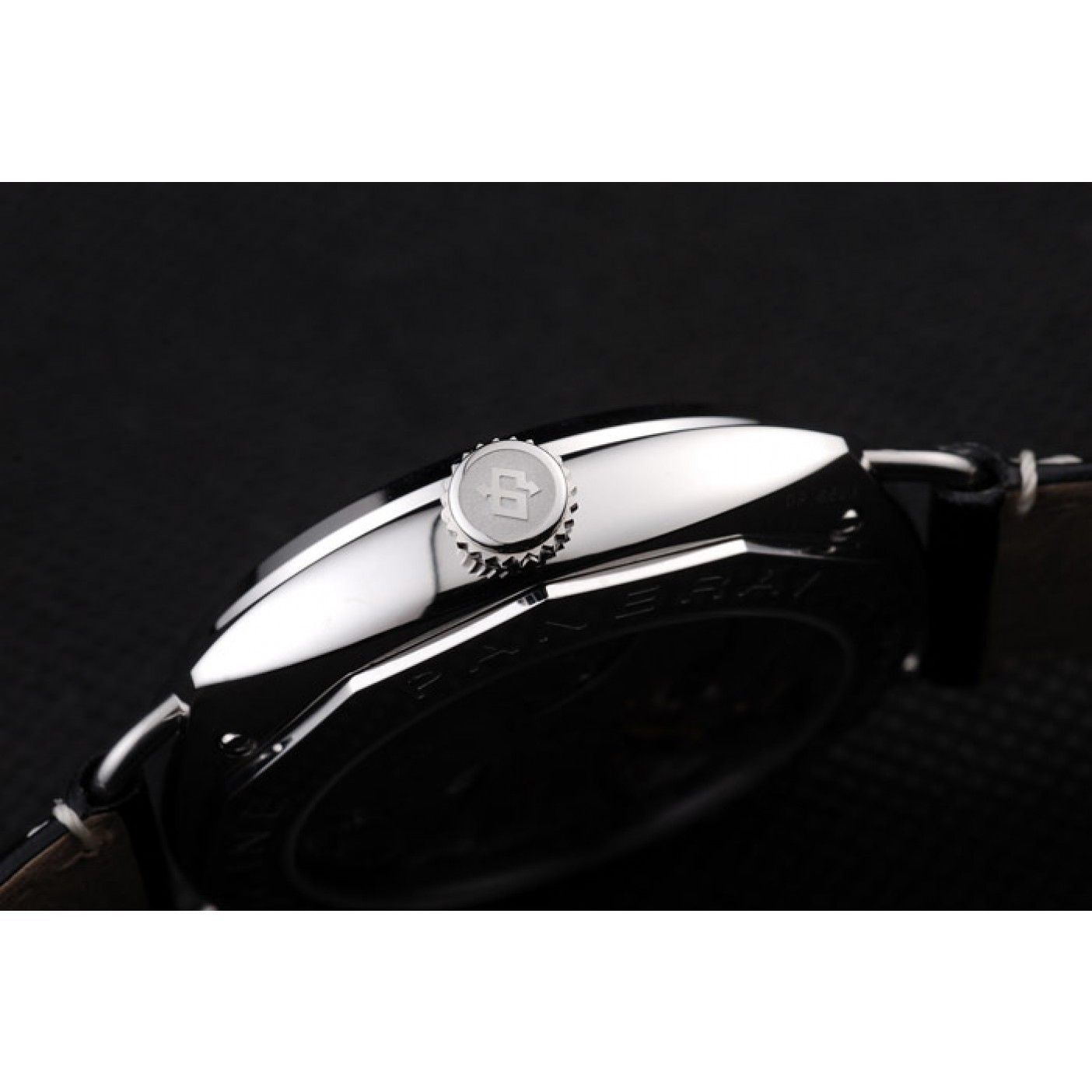 MiroTime Panerai Radiomir Polished Stainless Steel Case Black Dial Black Leather Strap 98138