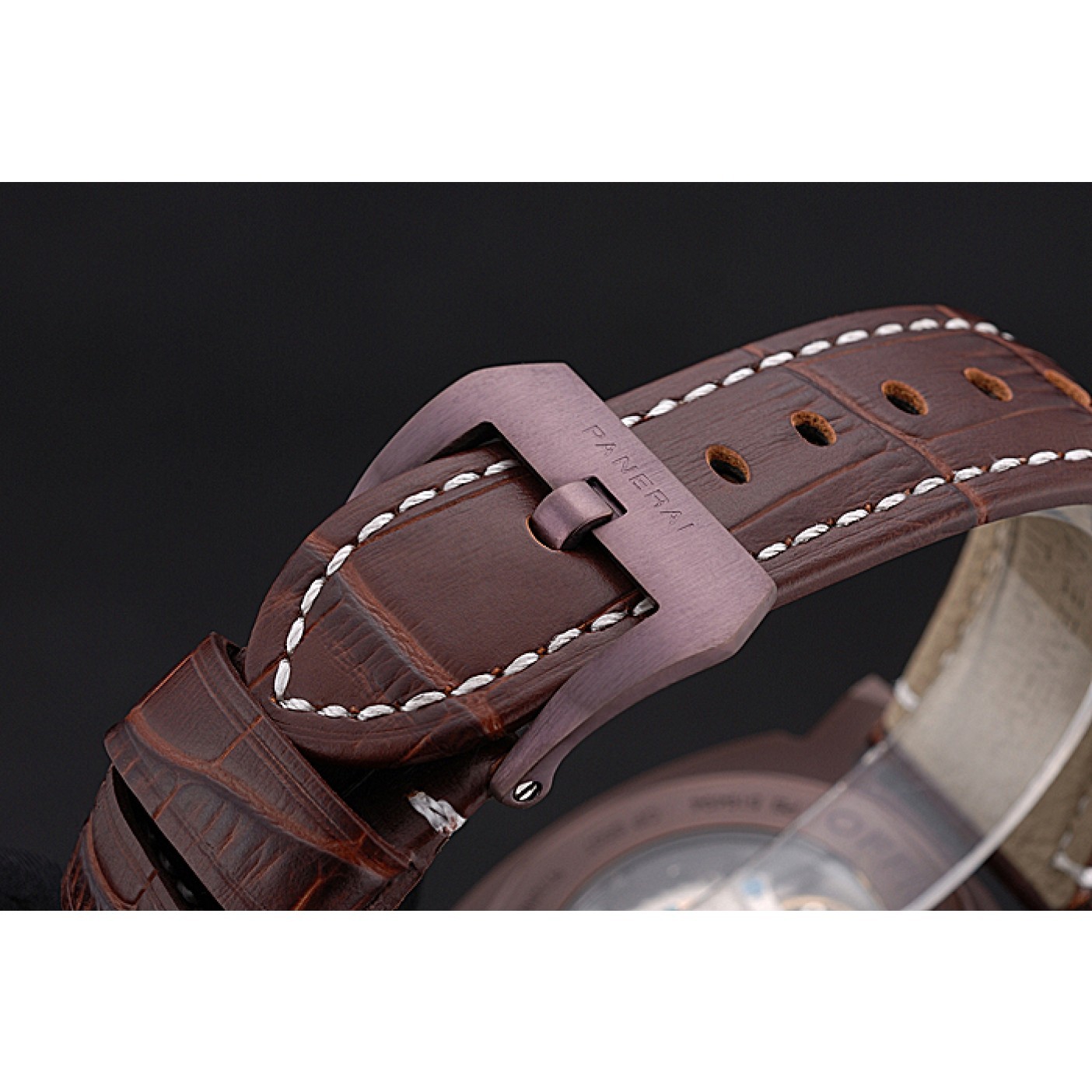 MiroTime Panerai Luminor Brown Leather Strap Black Dial 80162