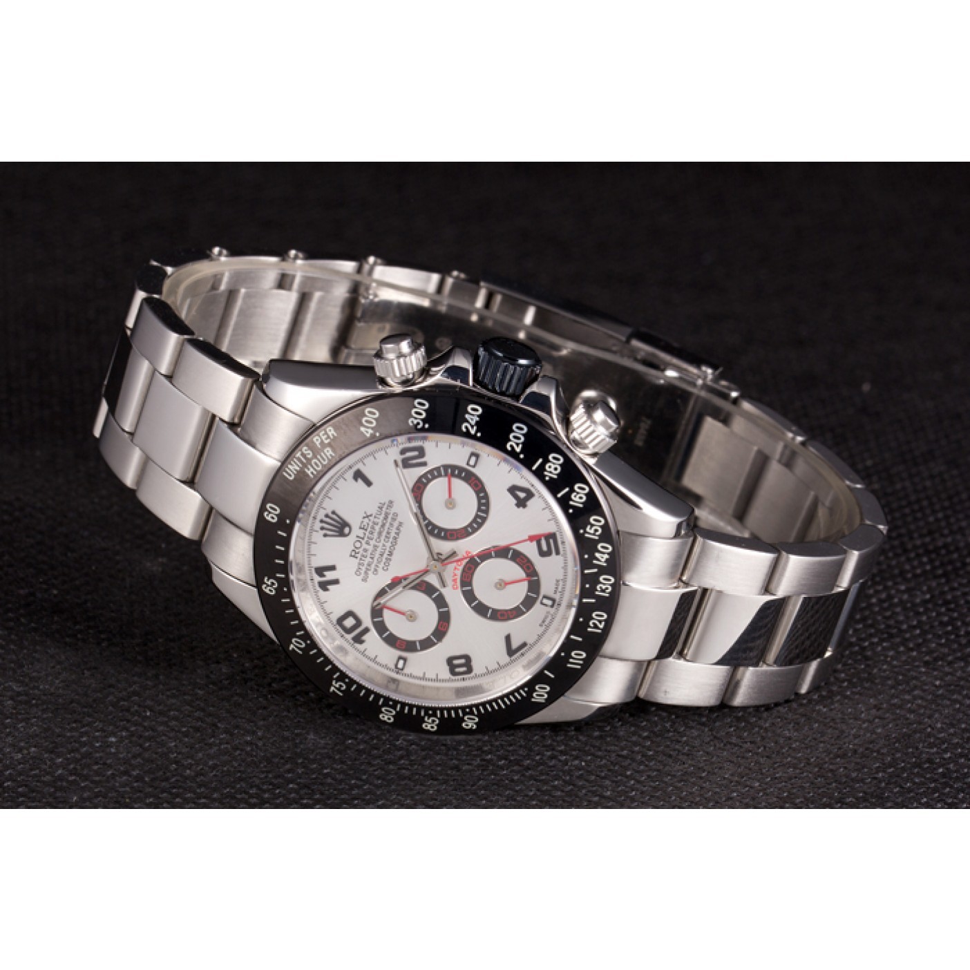 MiroTime Rolex Daytona Stainless Steel Black Enameled Silver Dial
