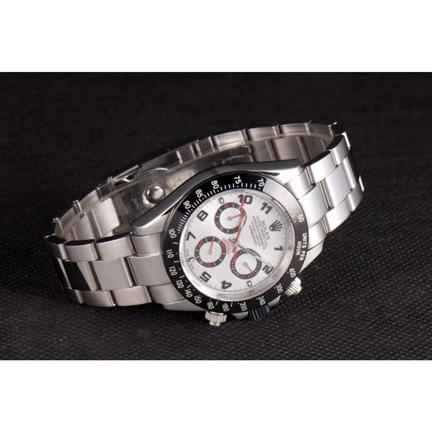 MiroTime Rolex Daytona Stainless Steel Black Enameled Silver Dial