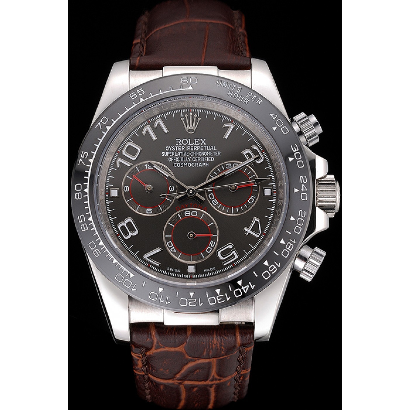 MiroTime Rolex Cosmograph Daytona Stainless Steel Case Grey Racing Dial Leather Bracelet 622632