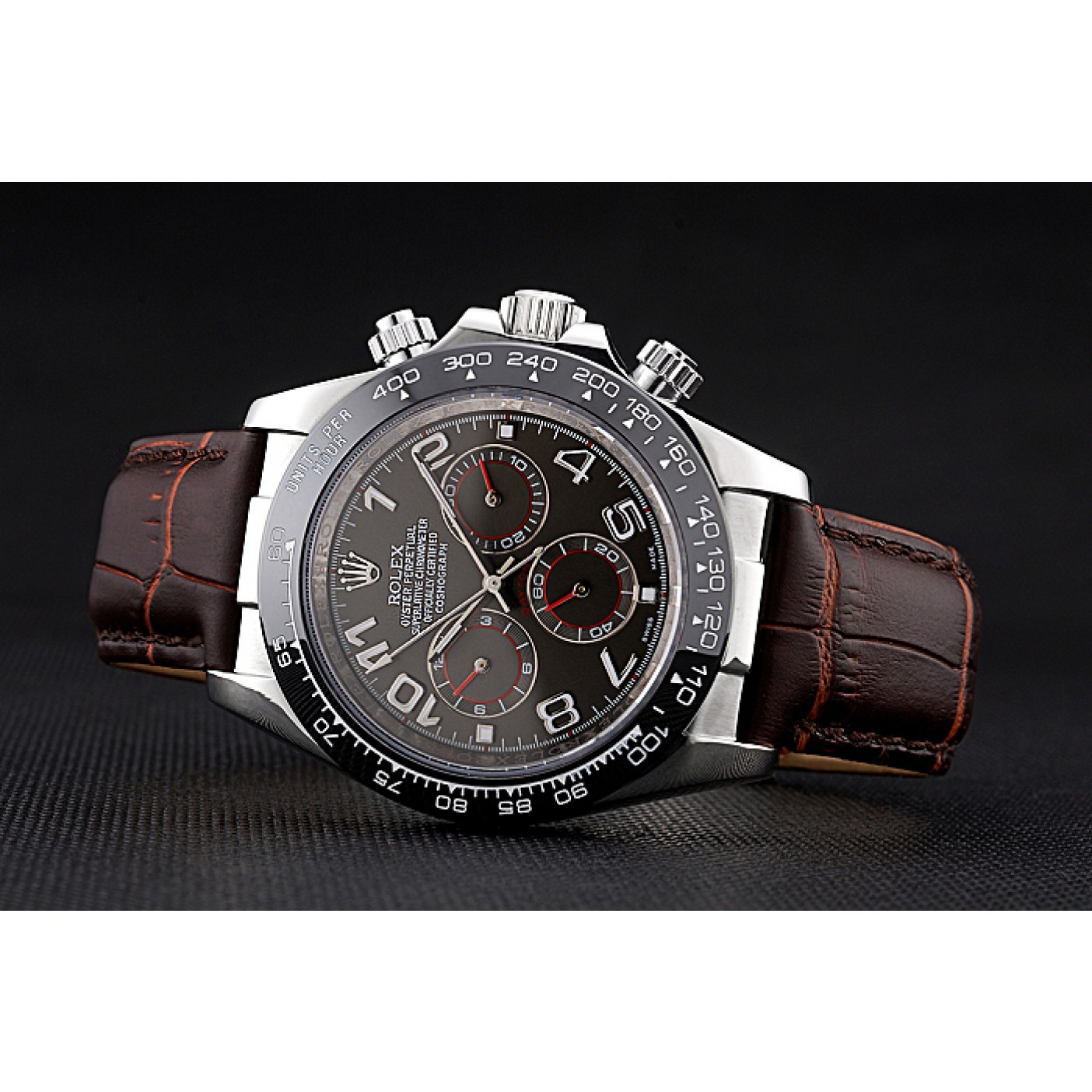 MiroTime Rolex Cosmograph Daytona Stainless Steel Case Grey Racing Dial Leather Bracelet 622632