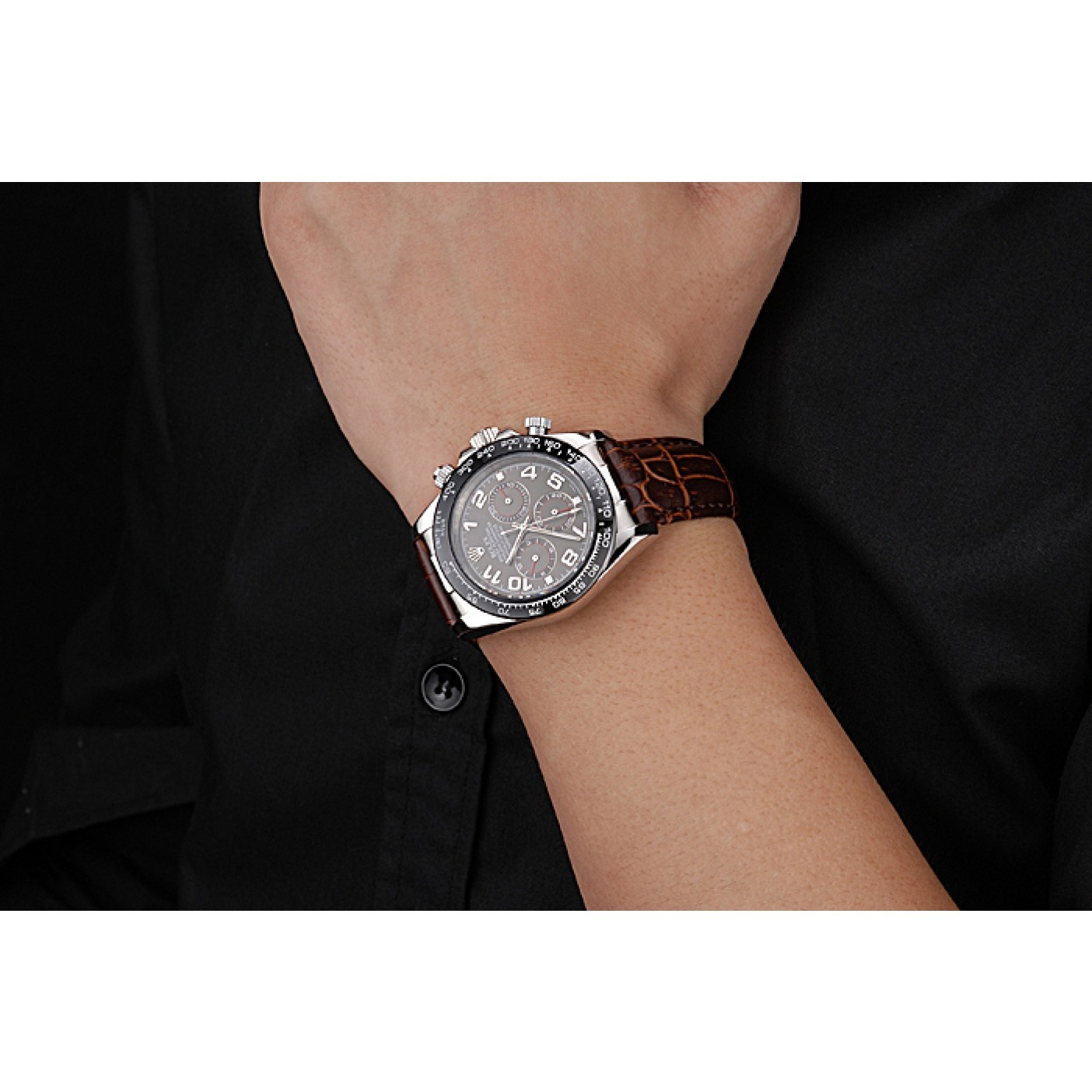 MiroTime Rolex Cosmograph Daytona Stainless Steel Case Grey Racing Dial Leather Bracelet 622632