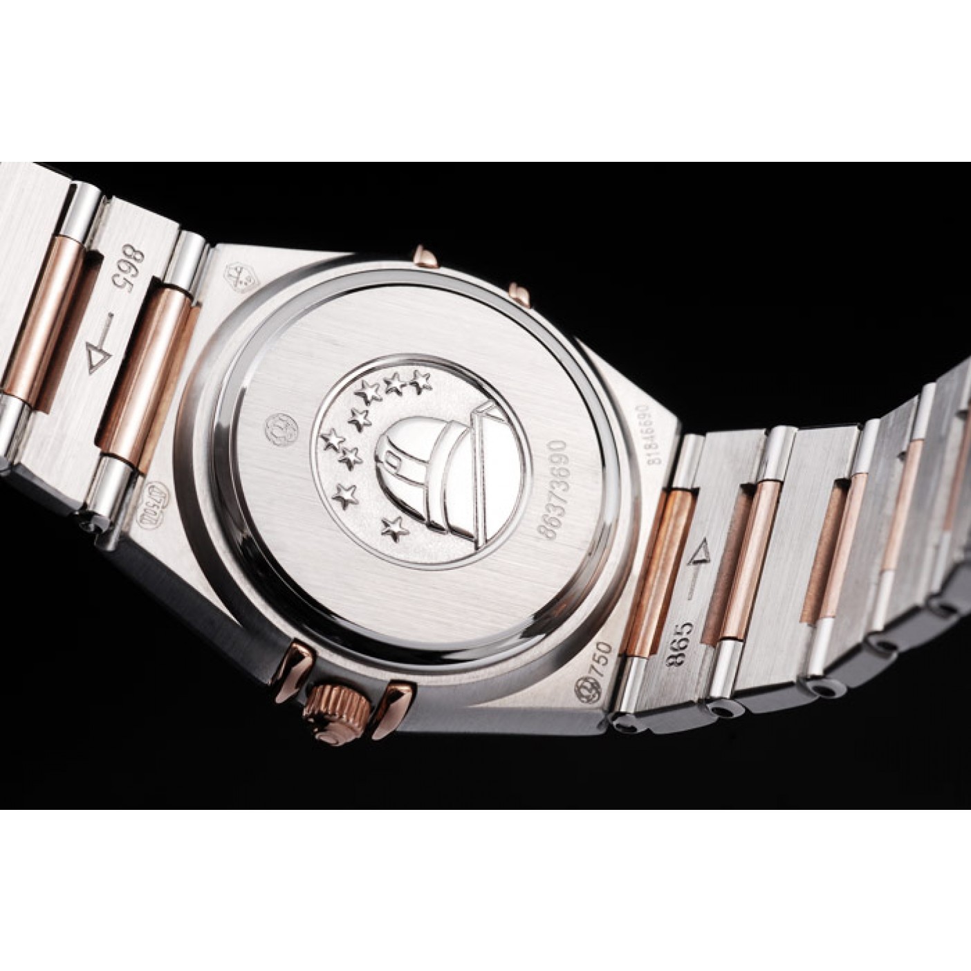 MiroTime Omega Swiss Constellation Jewelry Rose Gold Case Radial Emblem Brown Dial 98116