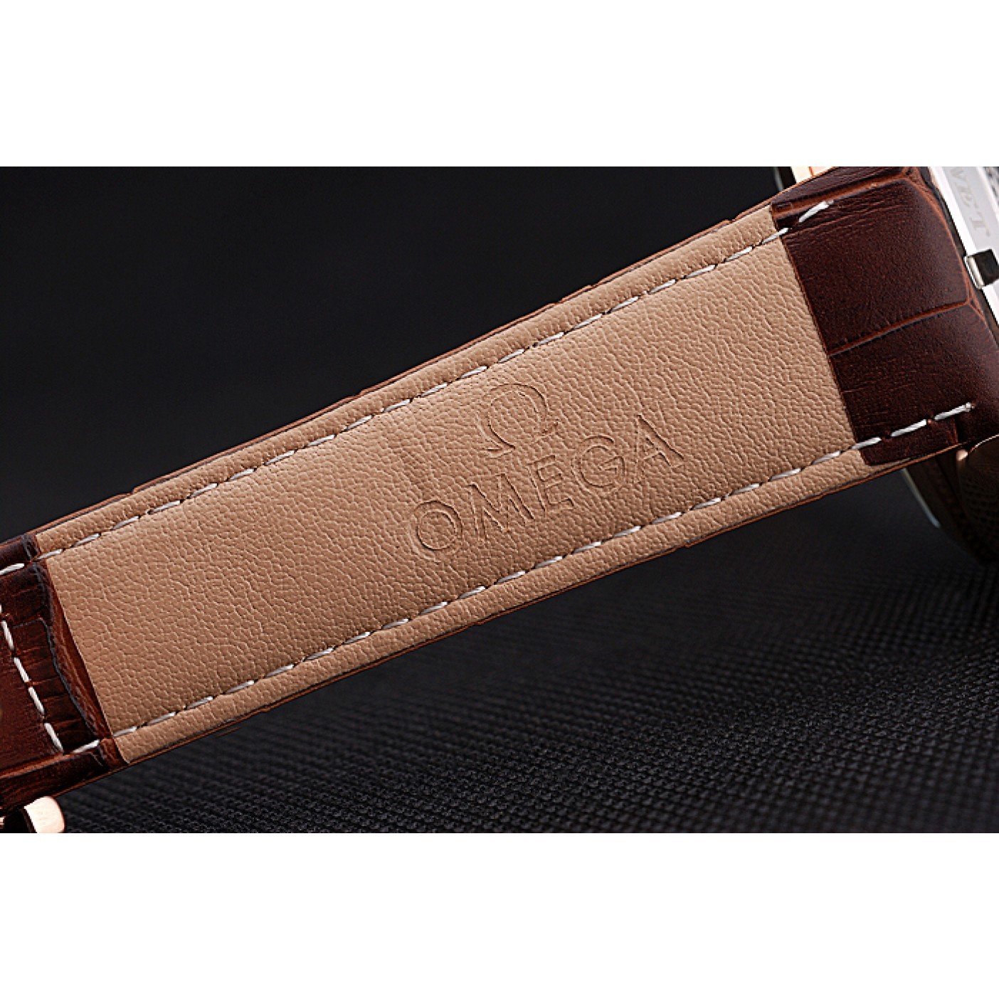 MiroTime Omega Seamaster Aqua Terra Chronograph Ivory Dial Gold Case Brown Leather Bracelet 622530