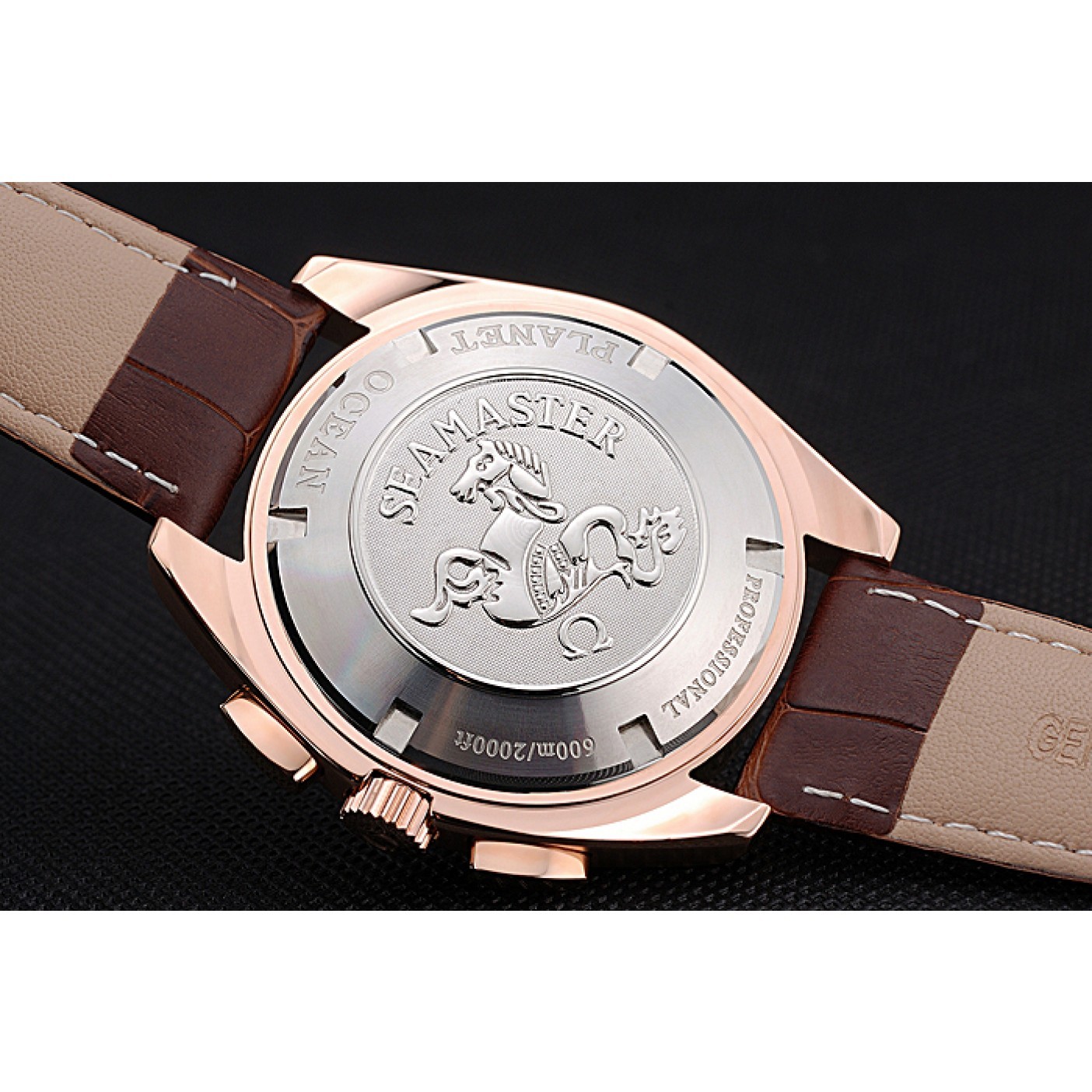 MiroTime Omega Seamaster Aqua Terra Chronograph Ivory Dial Gold Case Brown Leather Bracelet 622530
