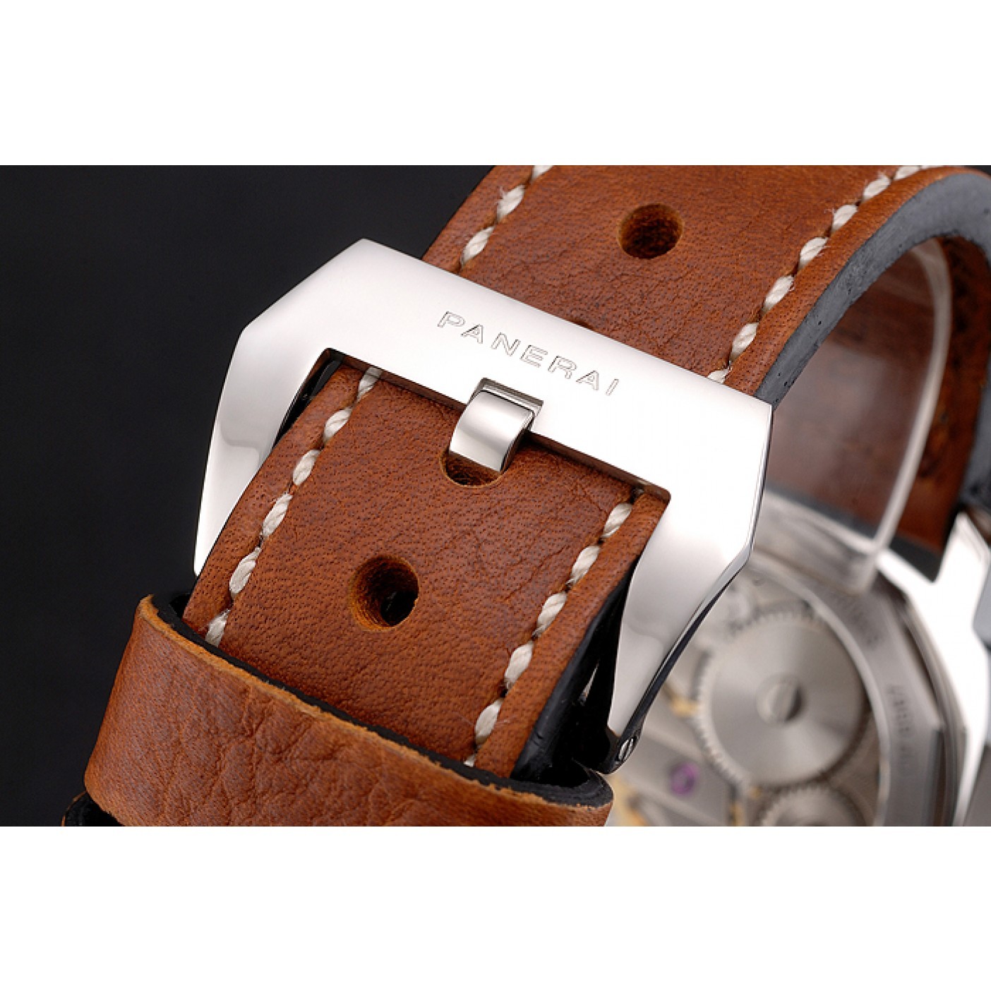 MiroTime Panerai Luminor Marina Stainless Steel Bezel Brown Leather Bracelet 622313