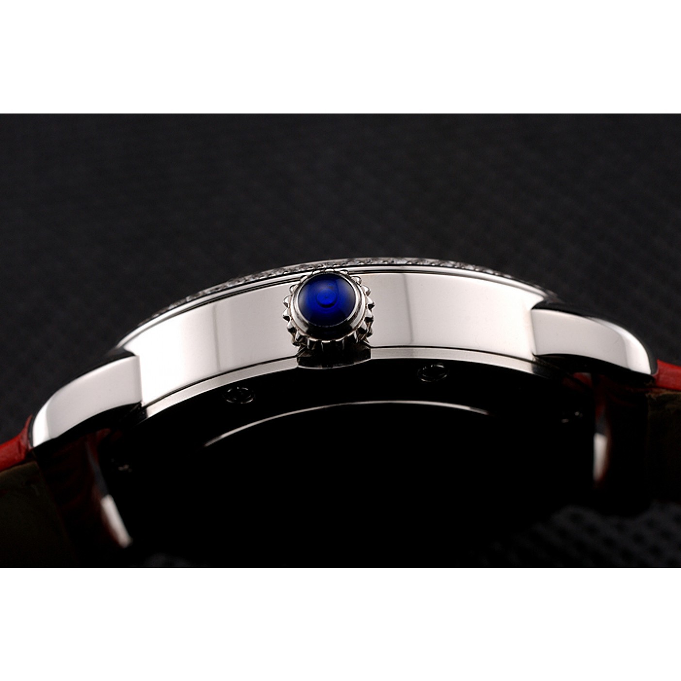 MiroTime Cartier Ronde White Dial Diamond Bezel Stainless Steel Case Red Leather Strap