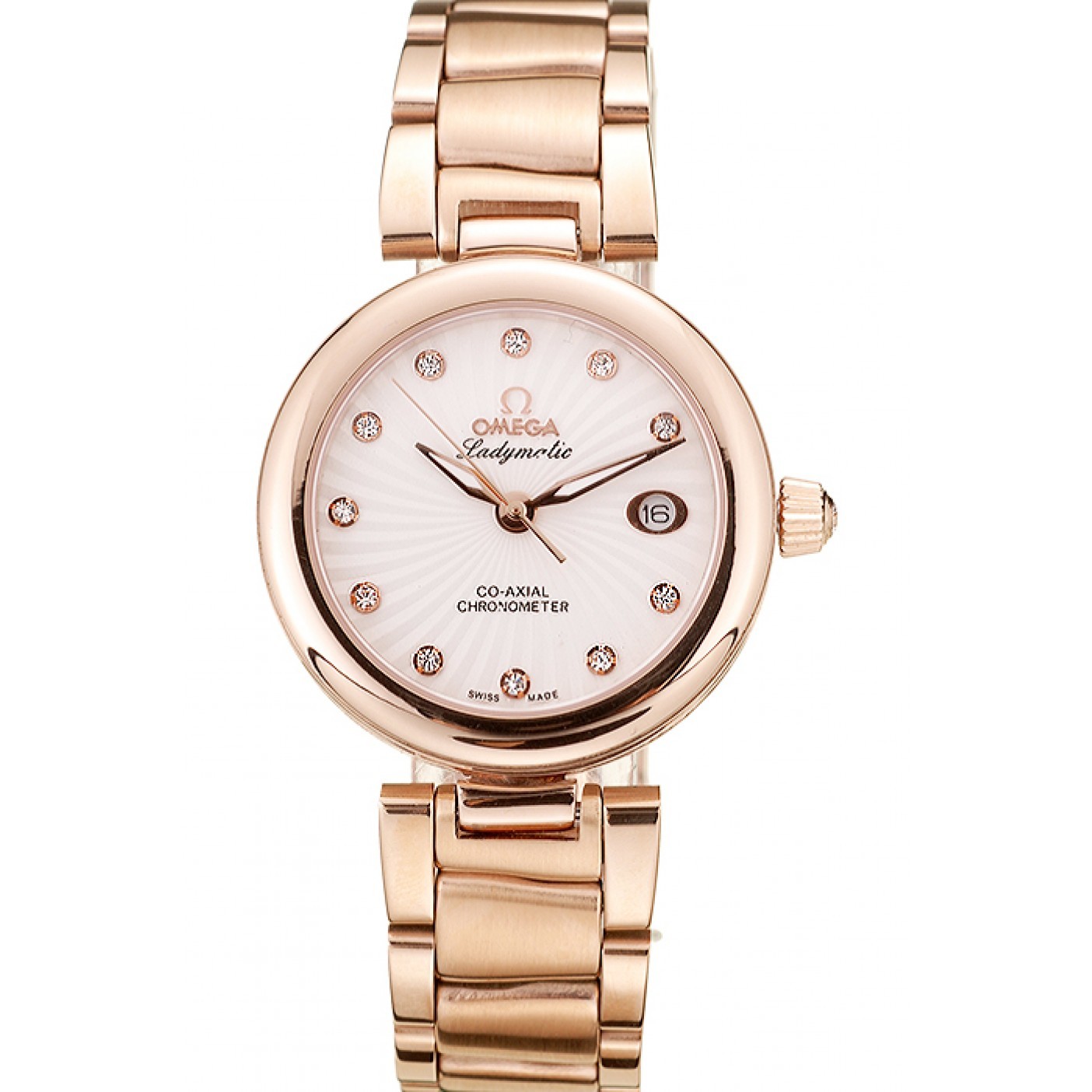 MiroTime Omega DeVille Ladymatic Rose Gold Stainless Steel Strap White Dial