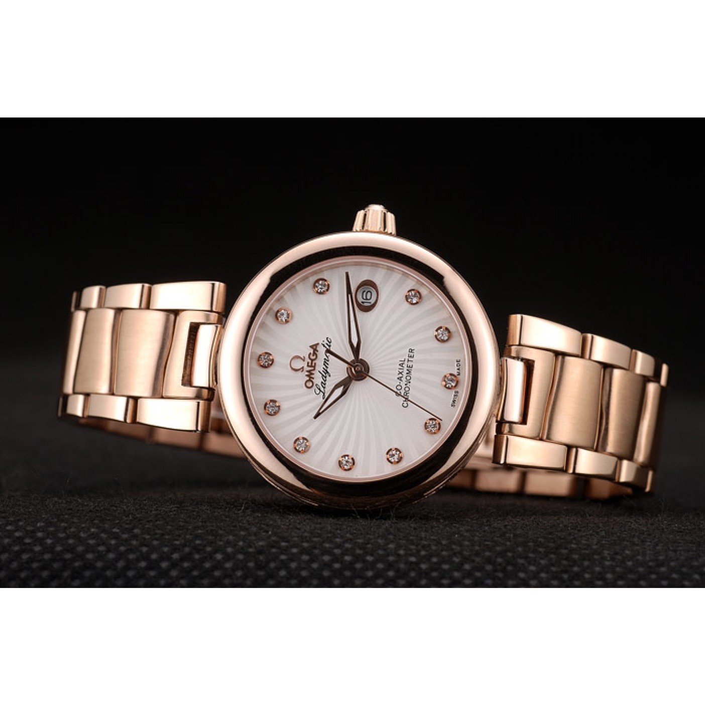 MiroTime Omega DeVille Ladymatic Rose Gold Stainless Steel Strap White Dial