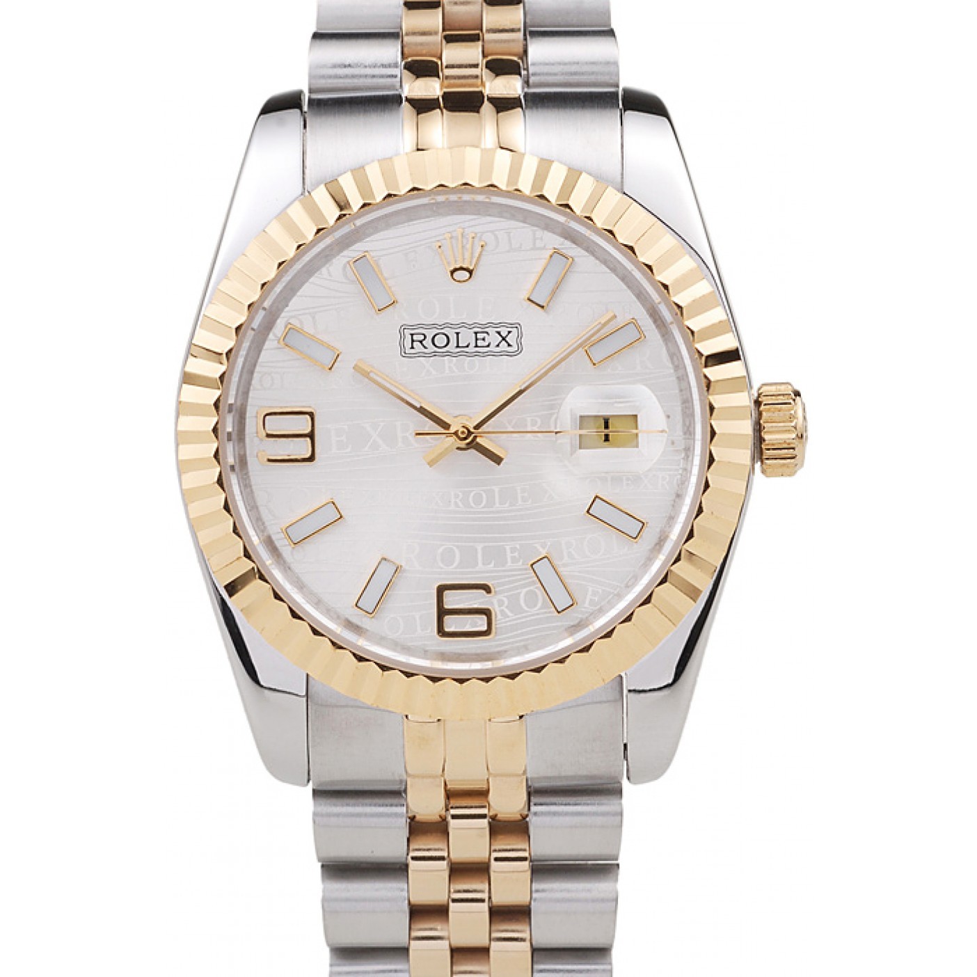 MiroTime Rolex DateJust Two Tone Stainless Steel 18k Gold Plated Silver Dial 98084