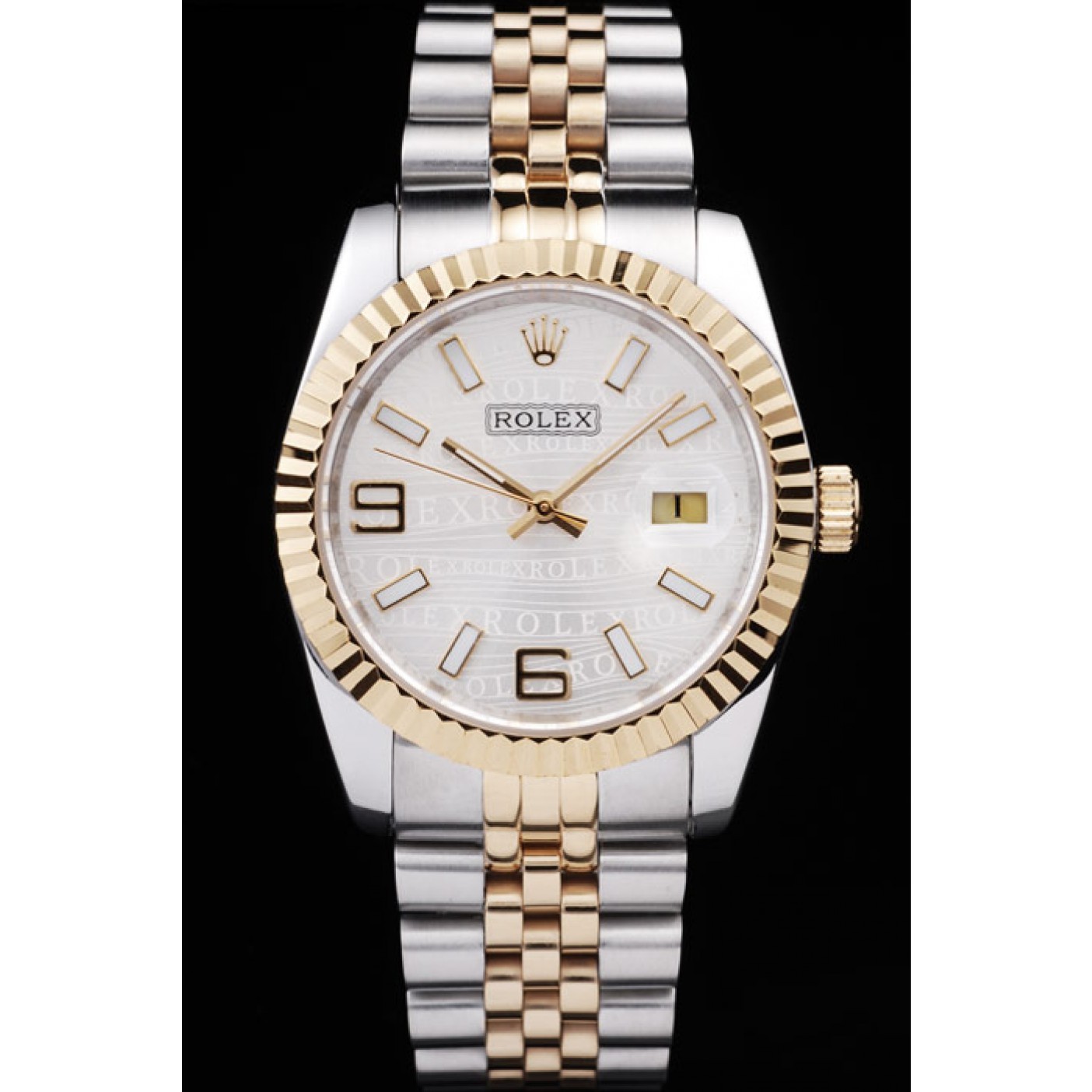 MiroTime Rolex DateJust Two Tone Stainless Steel 18k Gold Plated Silver Dial 98084