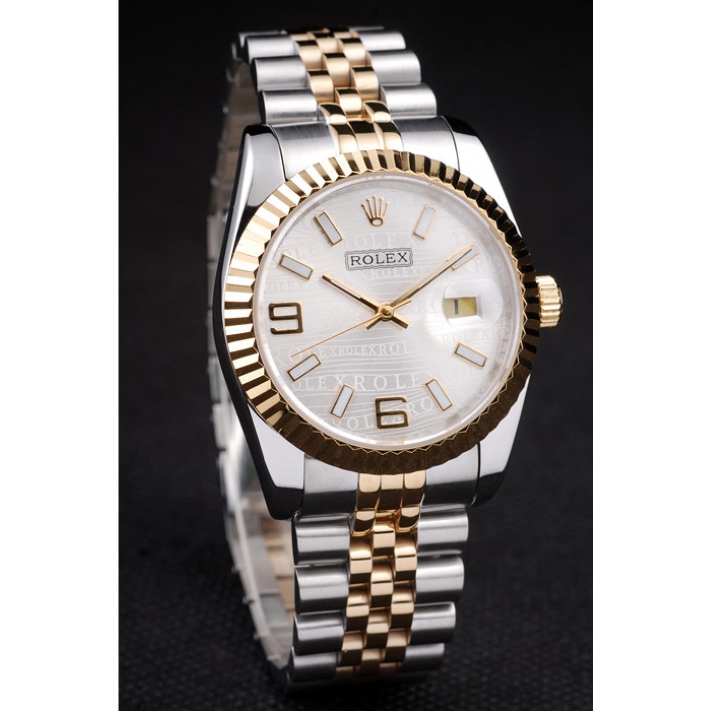 MiroTime Rolex DateJust Two Tone Stainless Steel 18k Gold Plated Silver Dial 98084