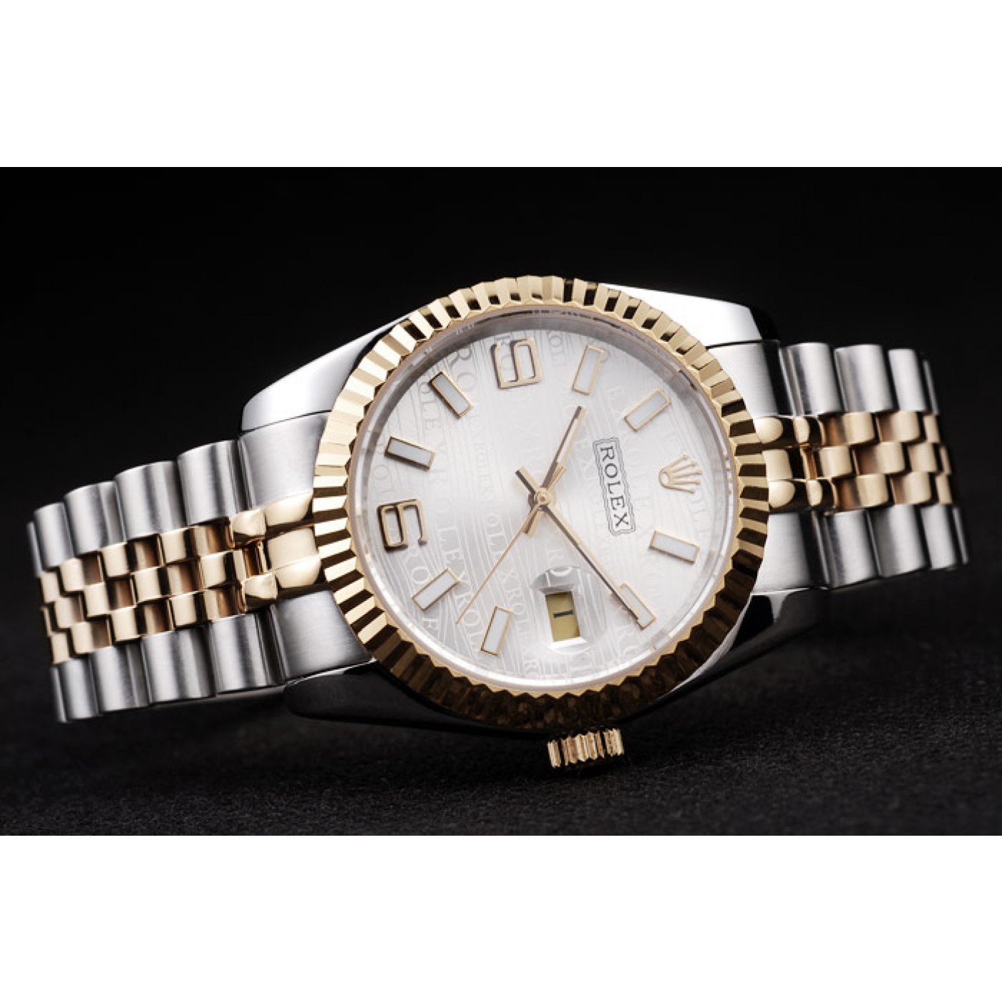 MiroTime Rolex DateJust Two Tone Stainless Steel 18k Gold Plated Silver Dial 98084