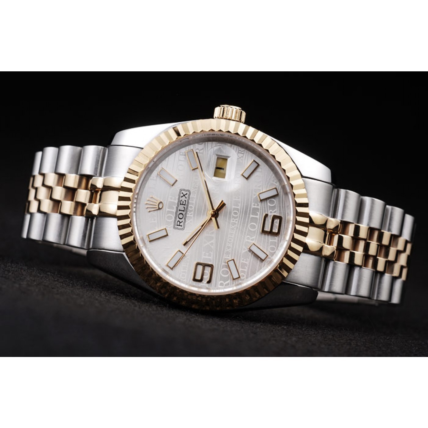 MiroTime Rolex DateJust Two Tone Stainless Steel 18k Gold Plated Silver Dial 98084