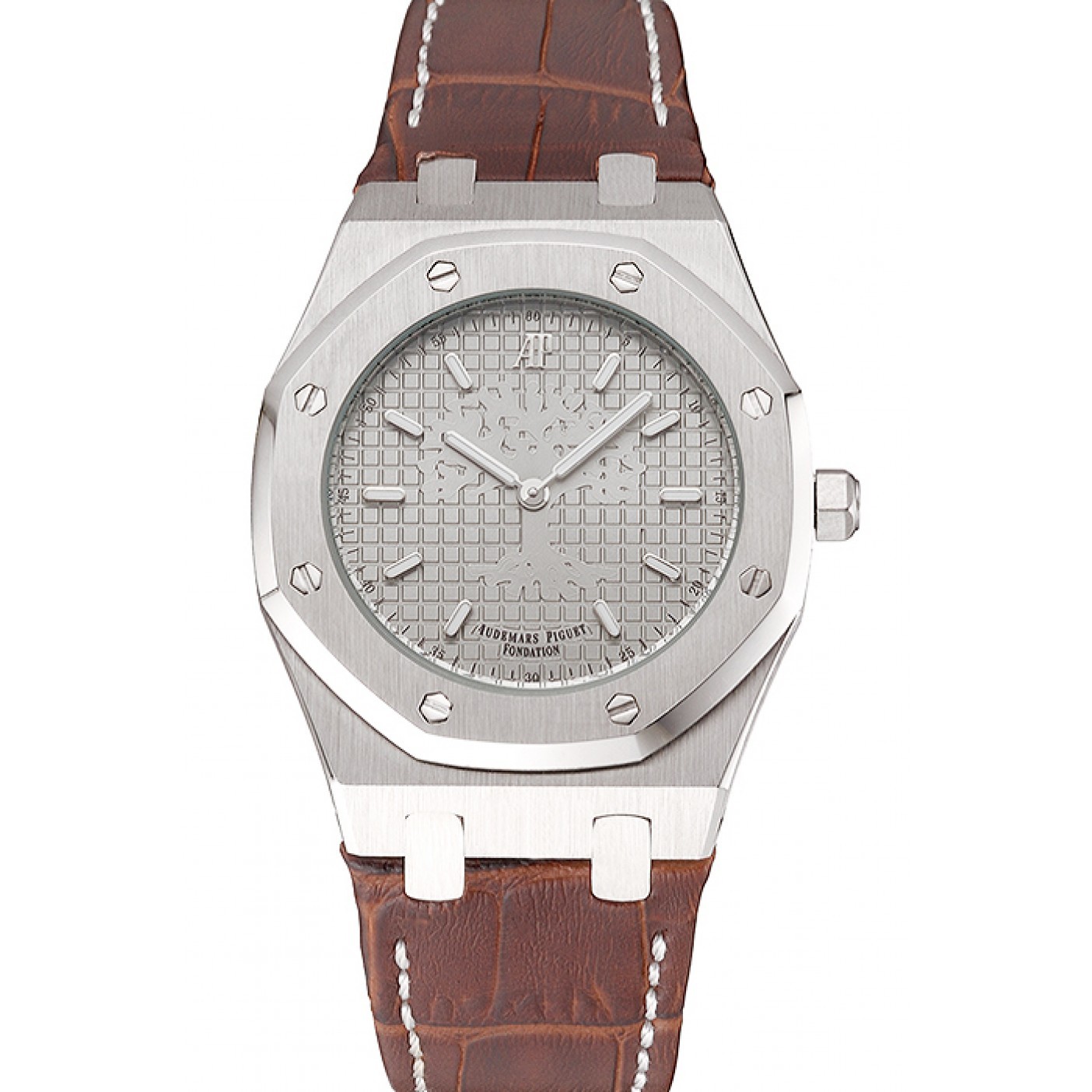 MiroTime Audemars Piguet Royal Oak Fondation Gray Dial Stainless Steel Case Brown Leather Strap