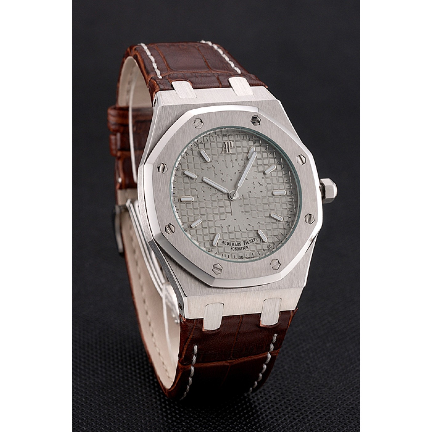 MiroTime Audemars Piguet Royal Oak Fondation Gray Dial Stainless Steel Case Brown Leather Strap