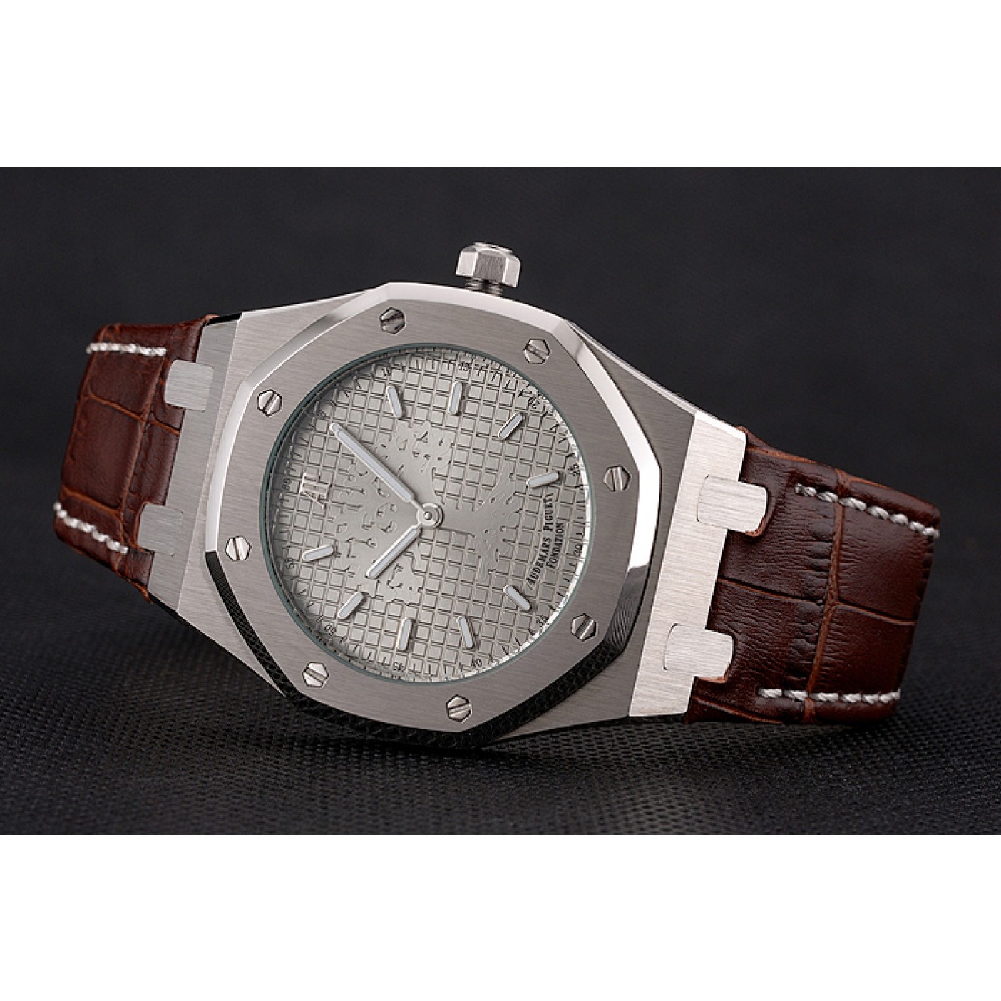 MiroTime Audemars Piguet Royal Oak Fondation Gray Dial Stainless Steel Case Brown Leather Strap