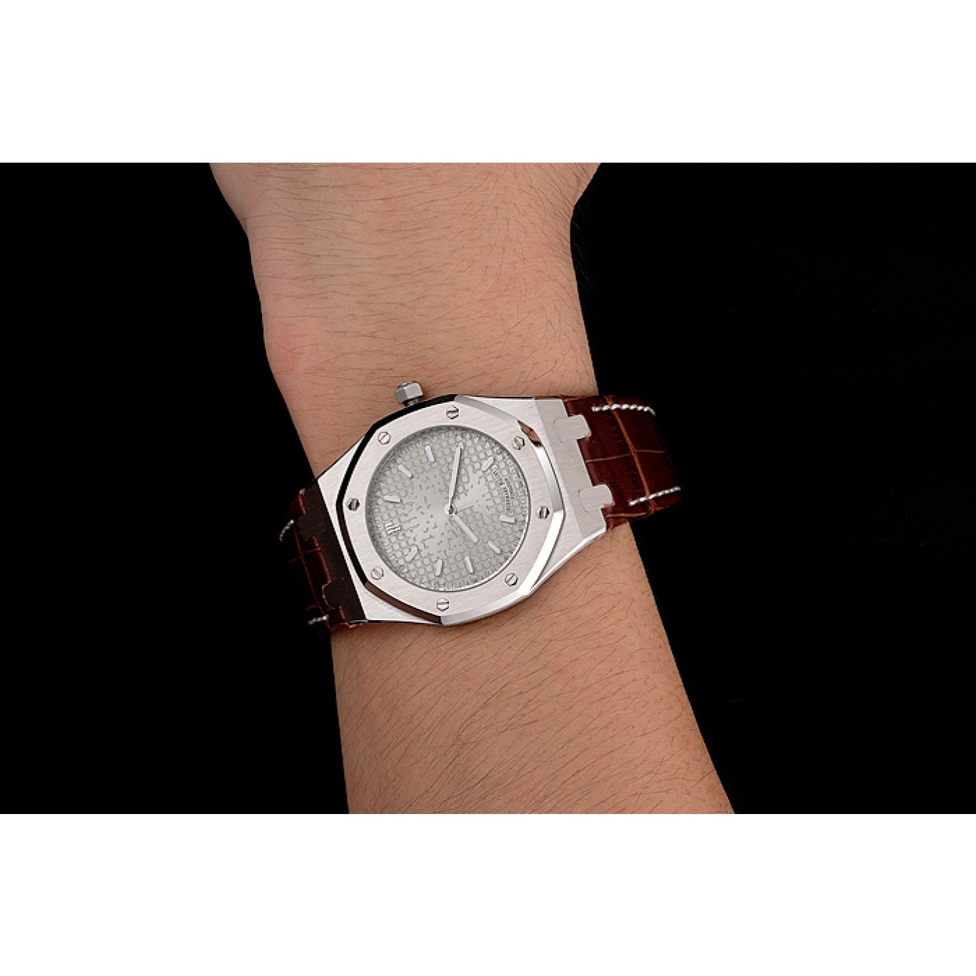 MiroTime Audemars Piguet Royal Oak Fondation Gray Dial Stainless Steel Case Brown Leather Strap